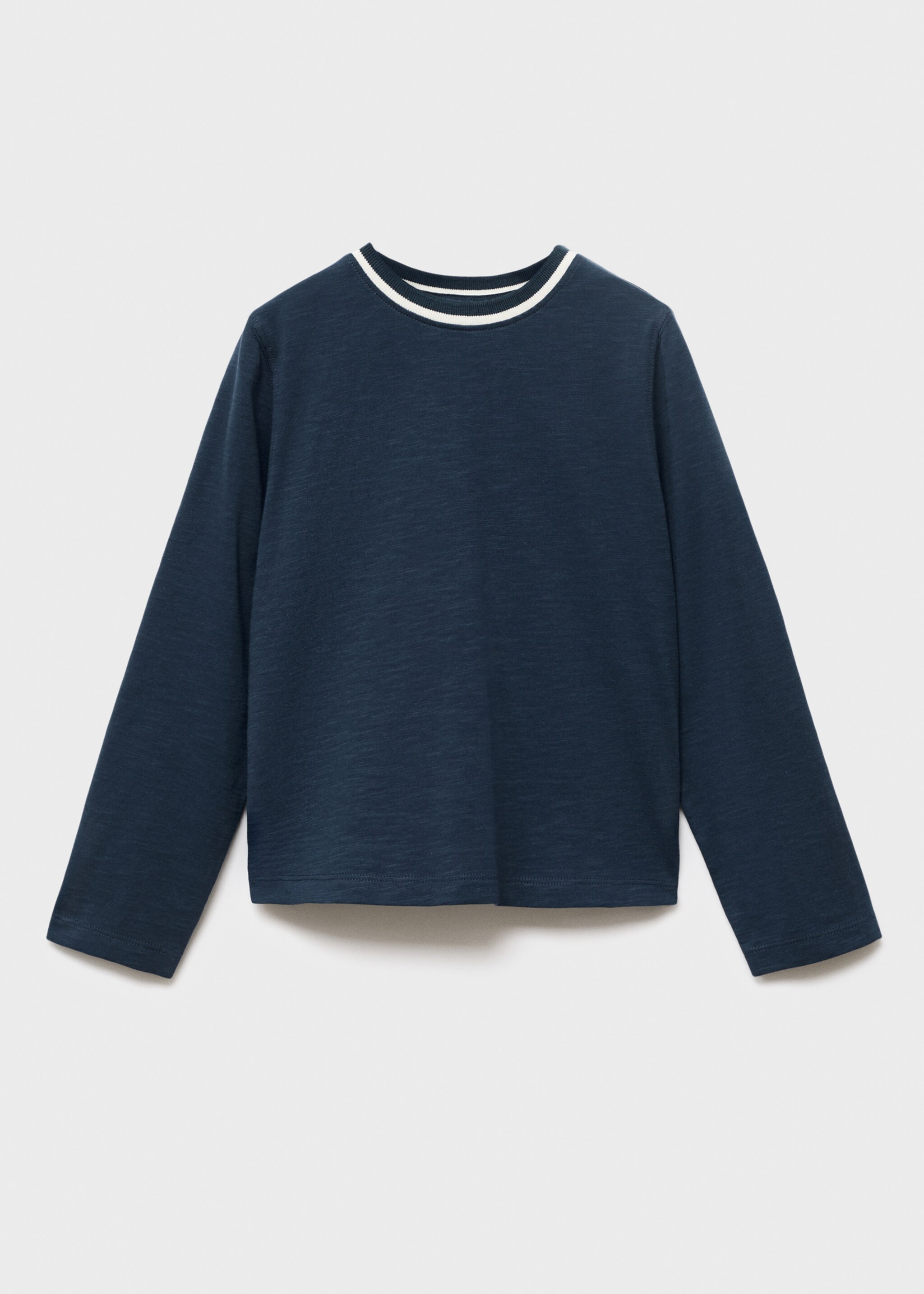 Contrast neck t-shirt - Article without model, Navy. Ref: 17025159-00.