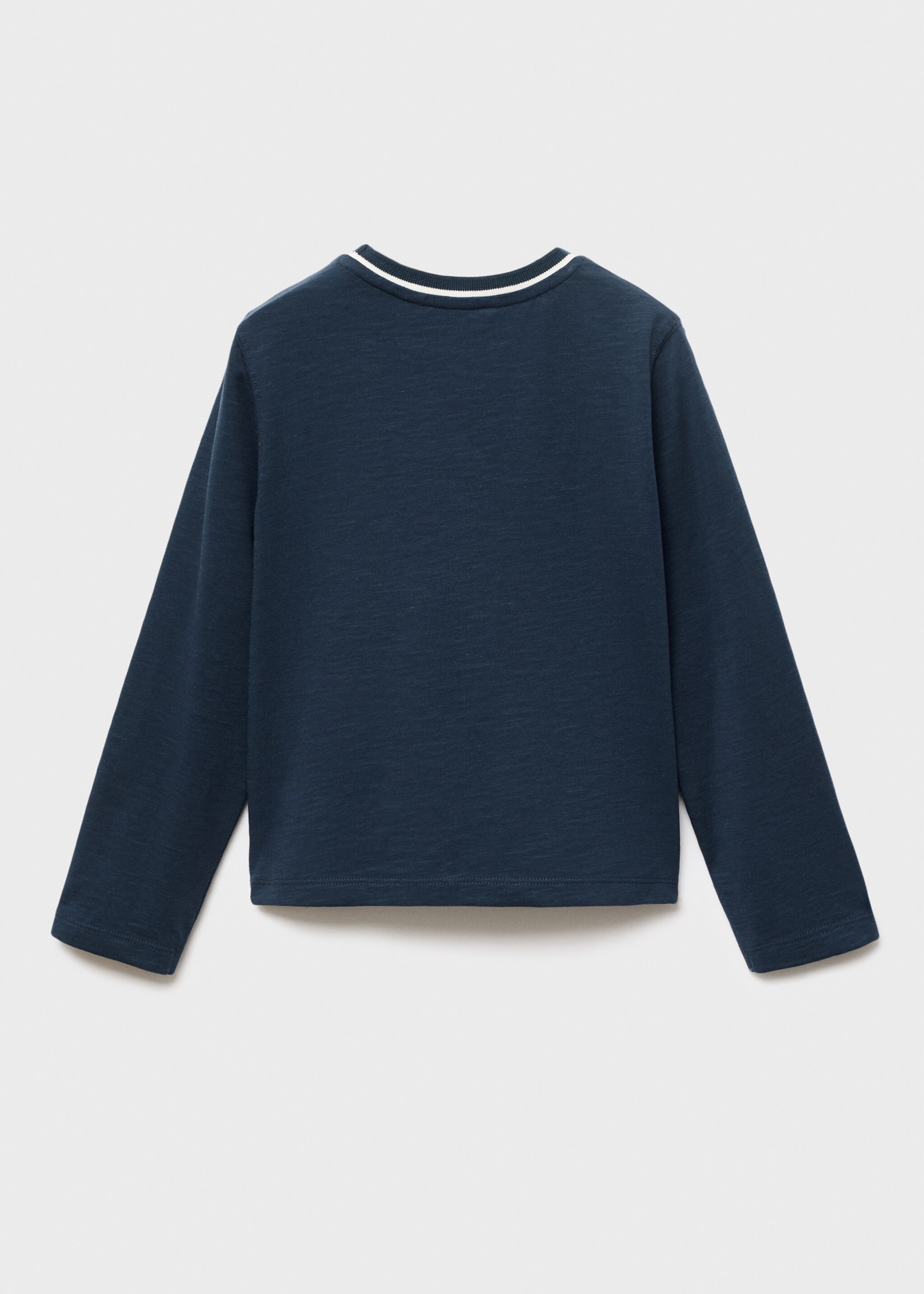 Contrast neck t-shirt - Reverse of the article, Navy. Ref: 17025159-00.