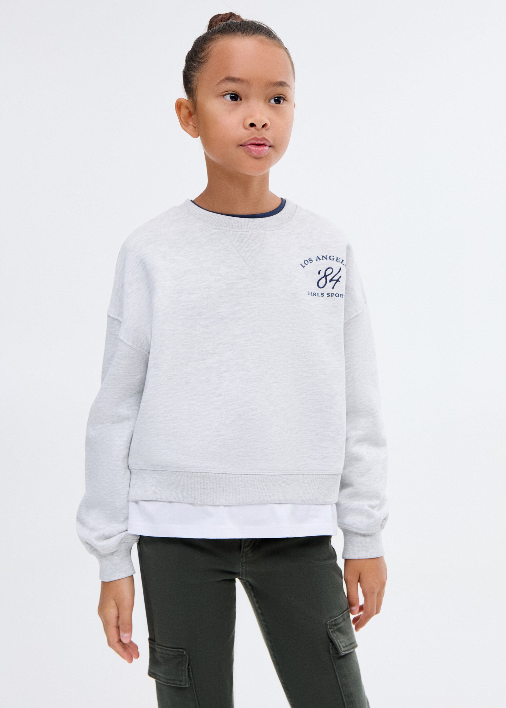 Alt kısmı gömlek kesimli sweatshirt - Orta plan, Açık Kırçıllı Gri. Ref: 17025161-00.