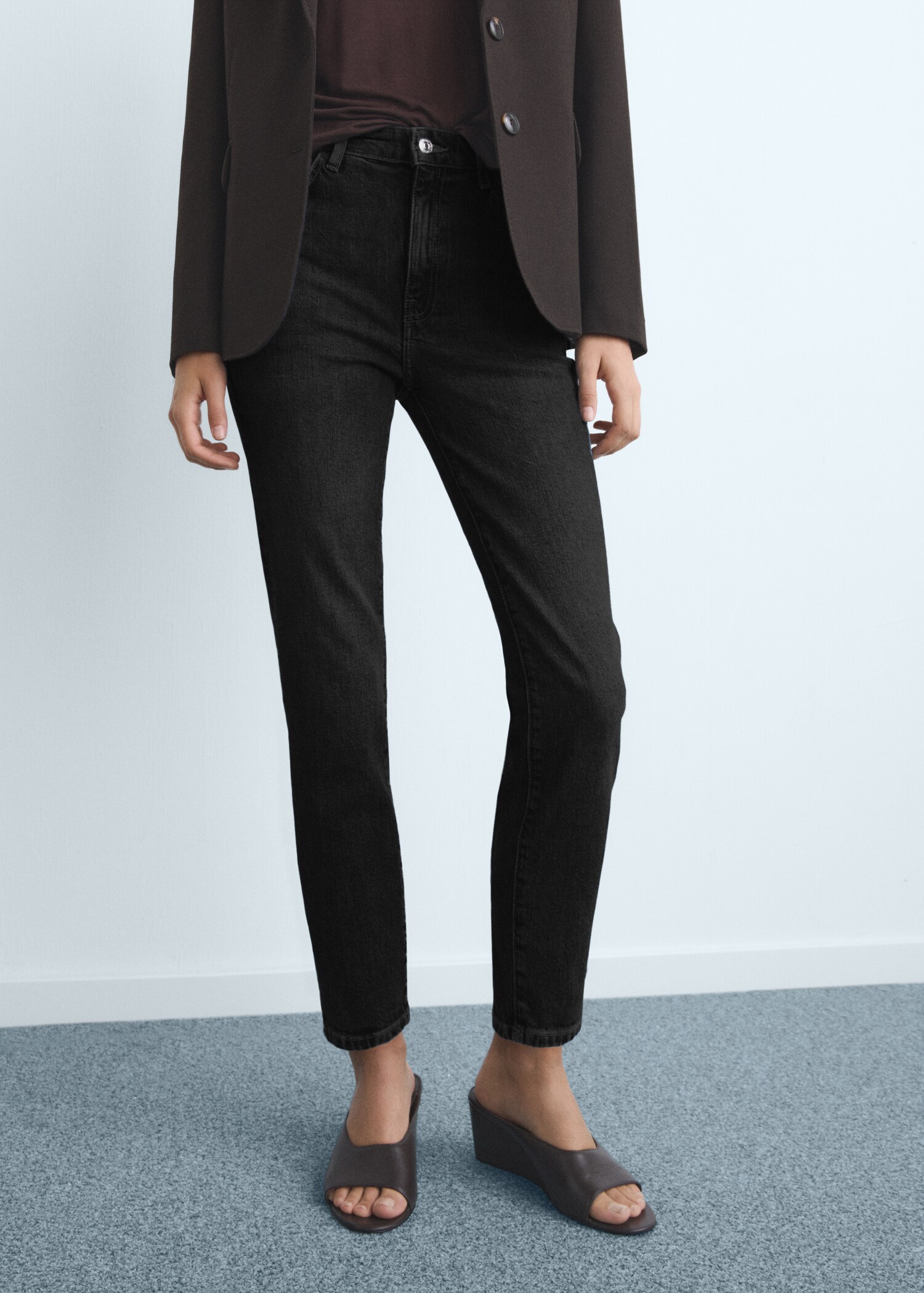 Claudia slim-fit cropped jeans - Medium plane