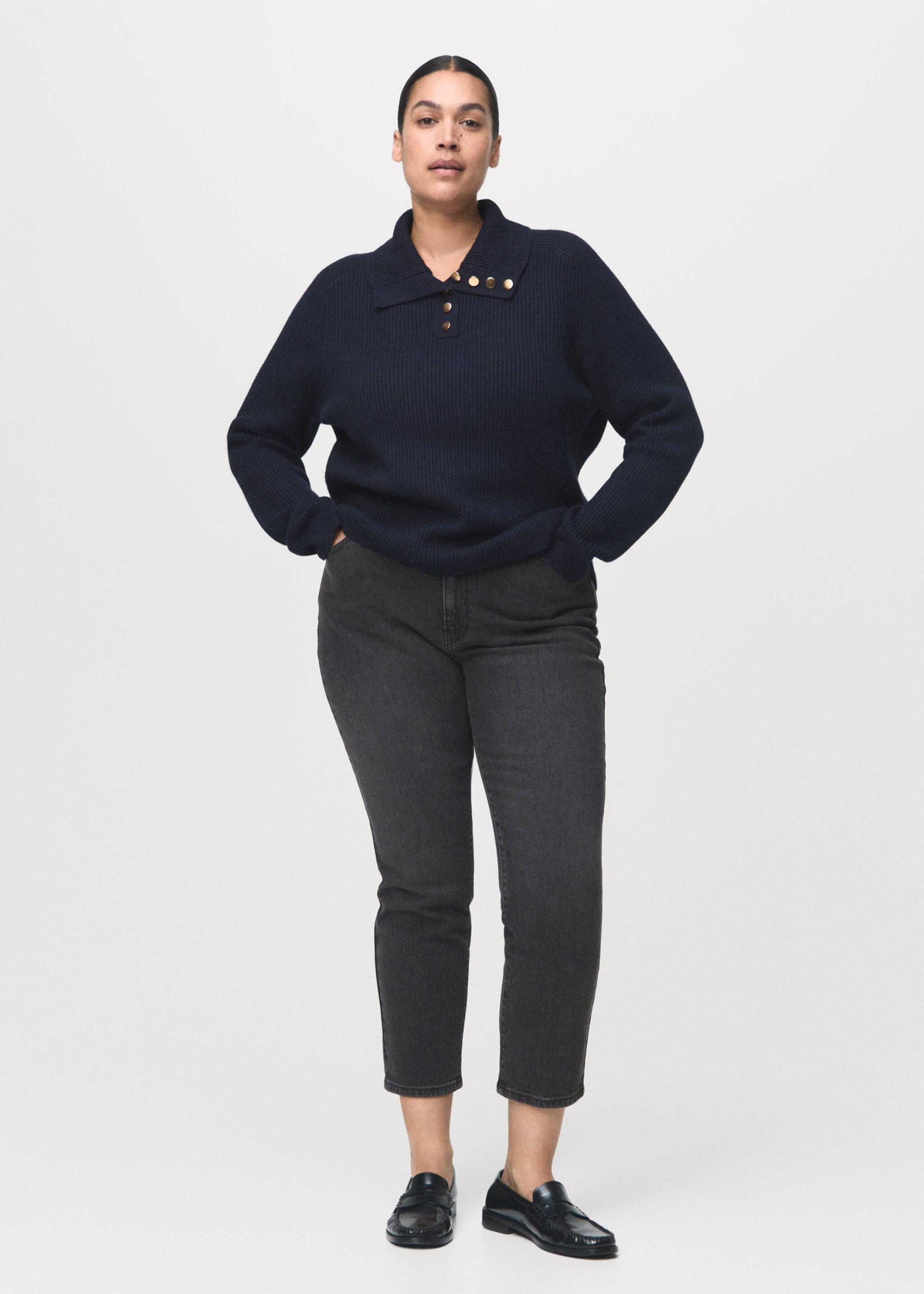 Claudia slim-fit cropped jeans - Details of the article 3, Black denim. Ref: 17025173-00.