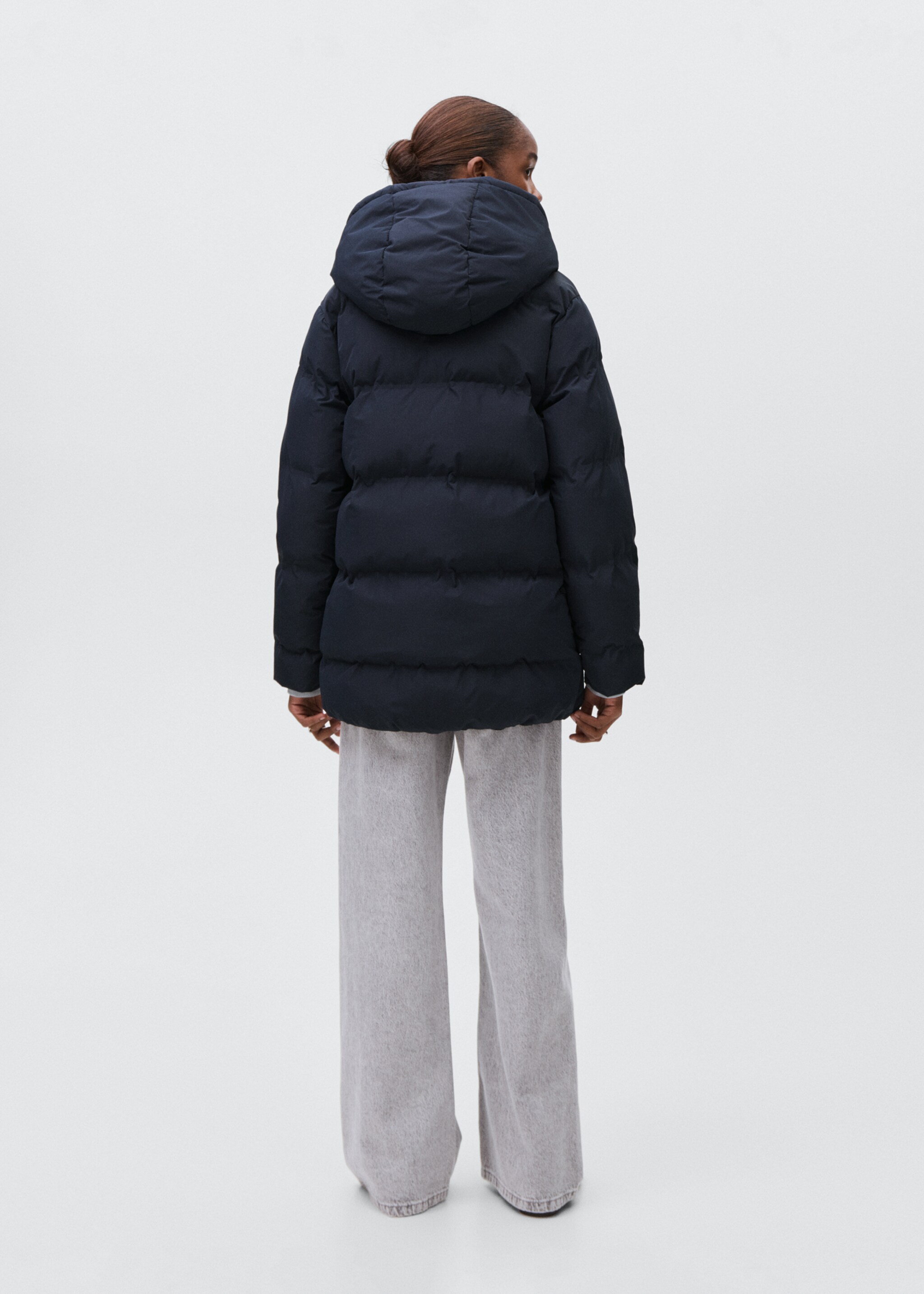 Quilted long coat - Reverse of the article, Navy. Ref: 17025787-00.