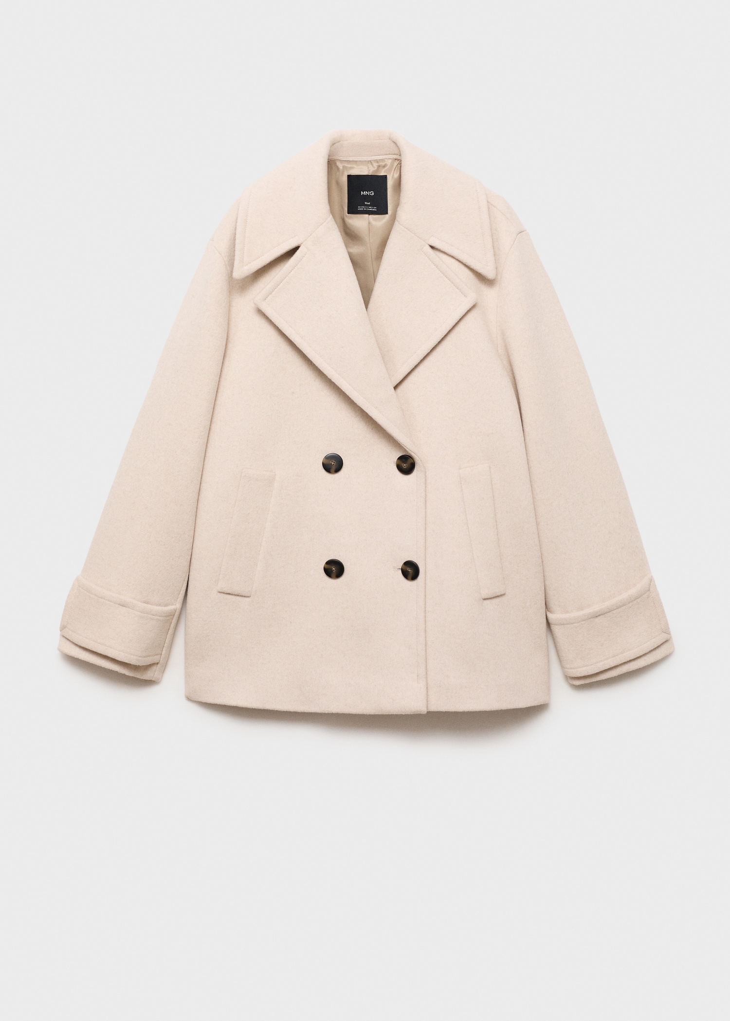 Abrigo corto de lana cruzado de Mango Abrigo corto de lana cruzado de Mango