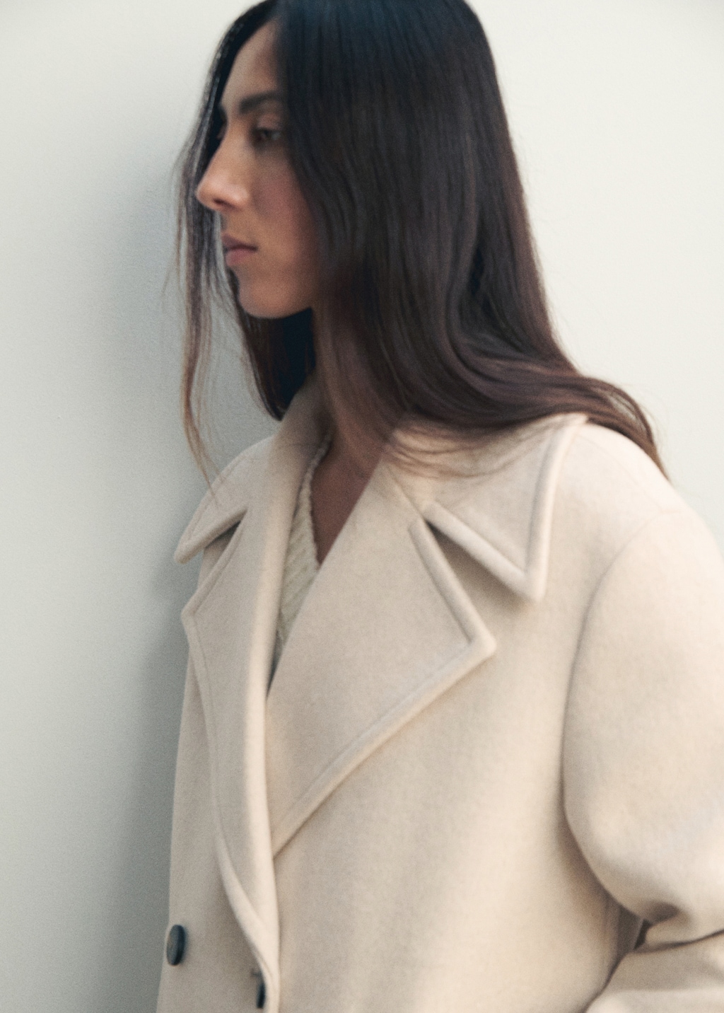 Mango Double-breasted wool-blend coat