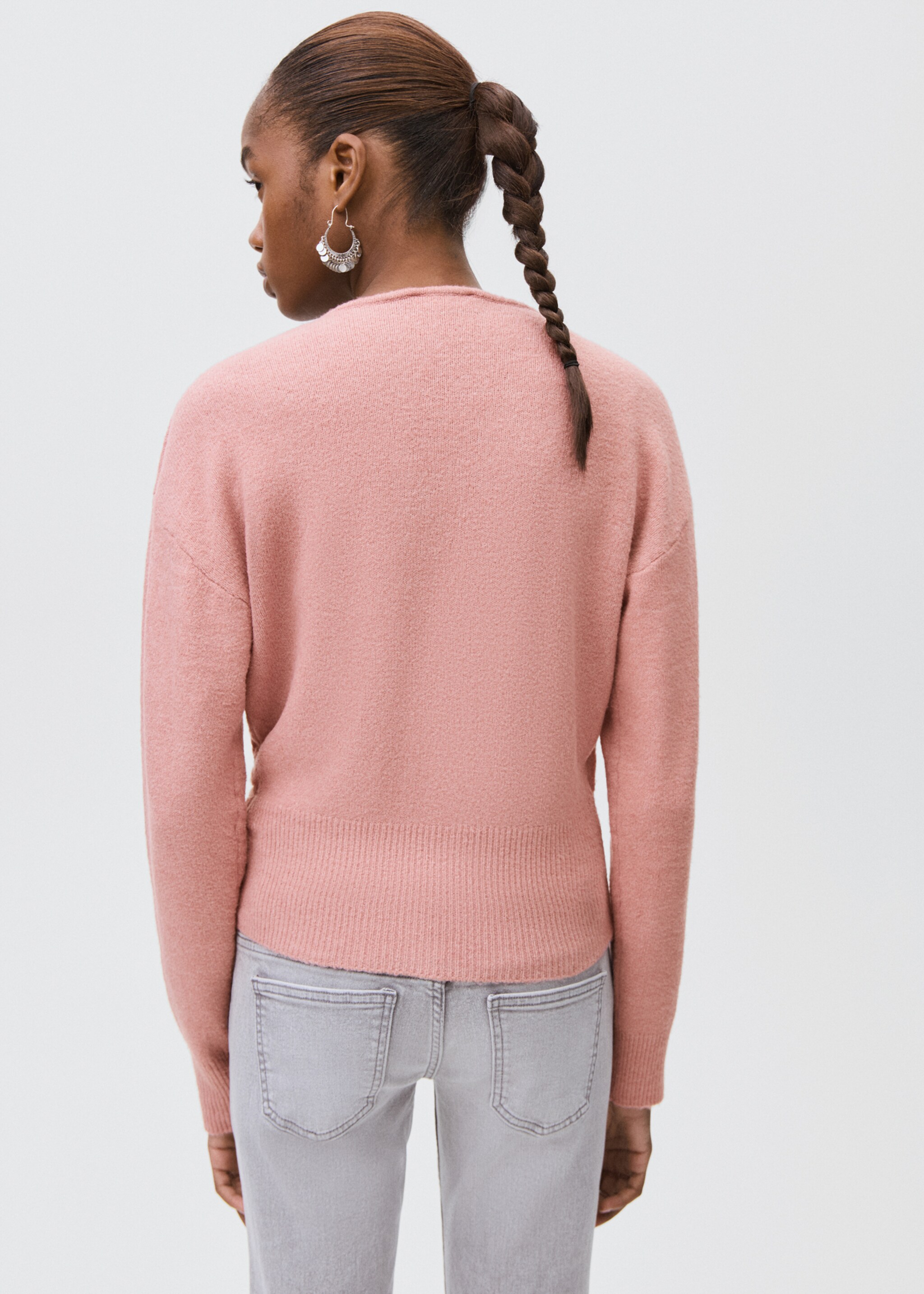 Double-breasted cardigan - Reverse of the article, Pastel Pink. Ref: 17025792-00.