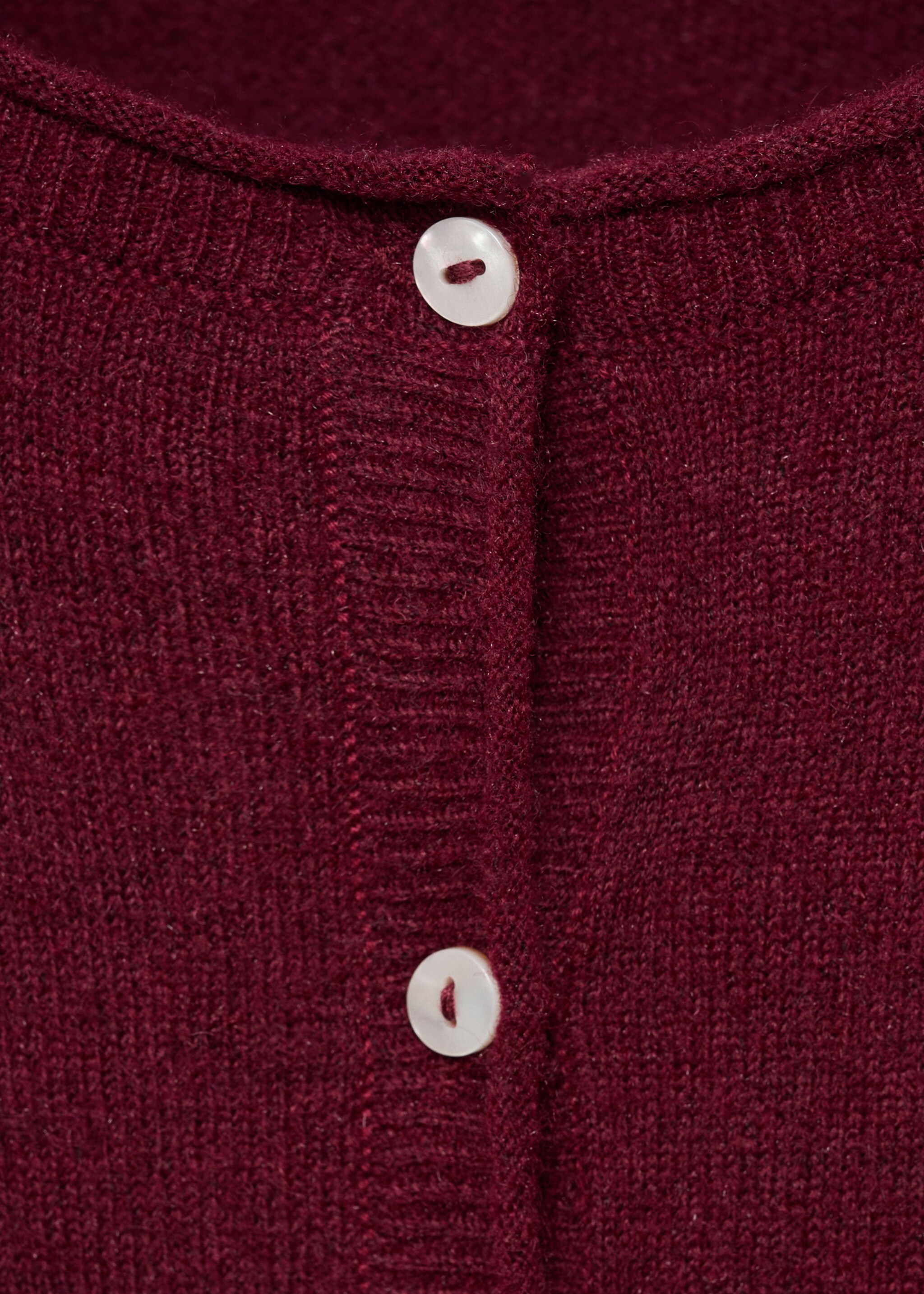 Knitted button cardigan - Details of the article 8, Burgundy. Ref: 17025793-00.