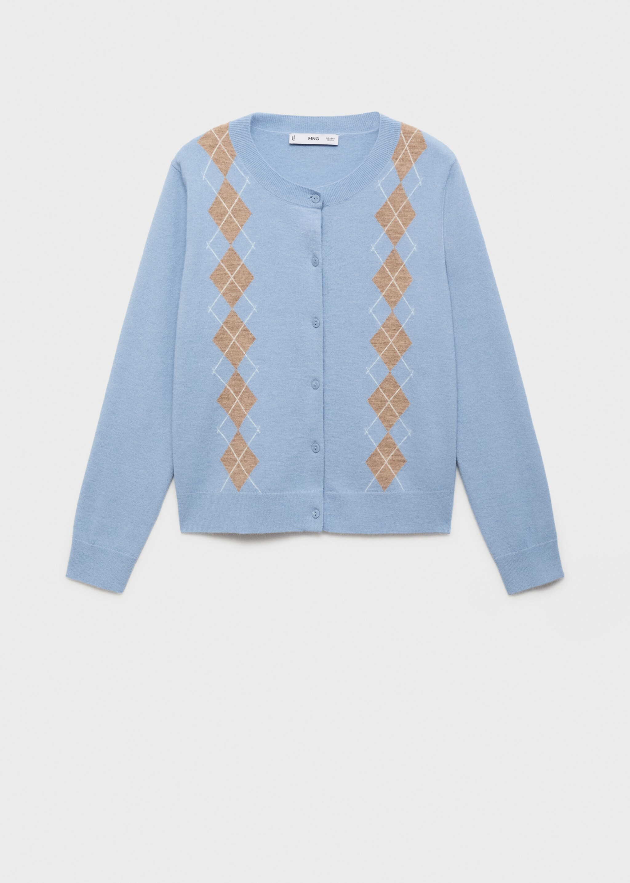 Cardigan maille losanges - Article sans modèle, Bleu ciel. Ref: 17025801-00.