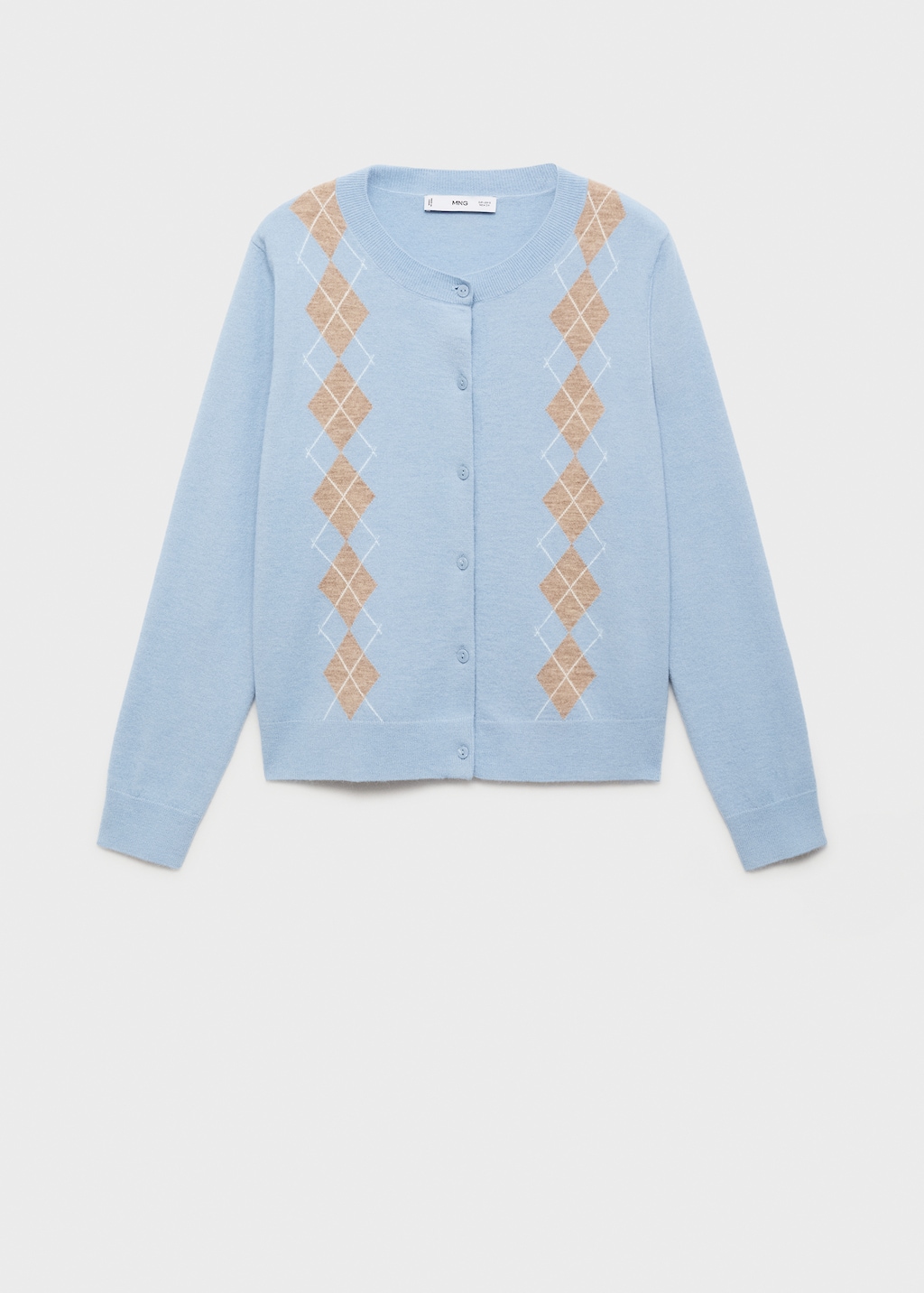 Argyle pattern knit cardigan