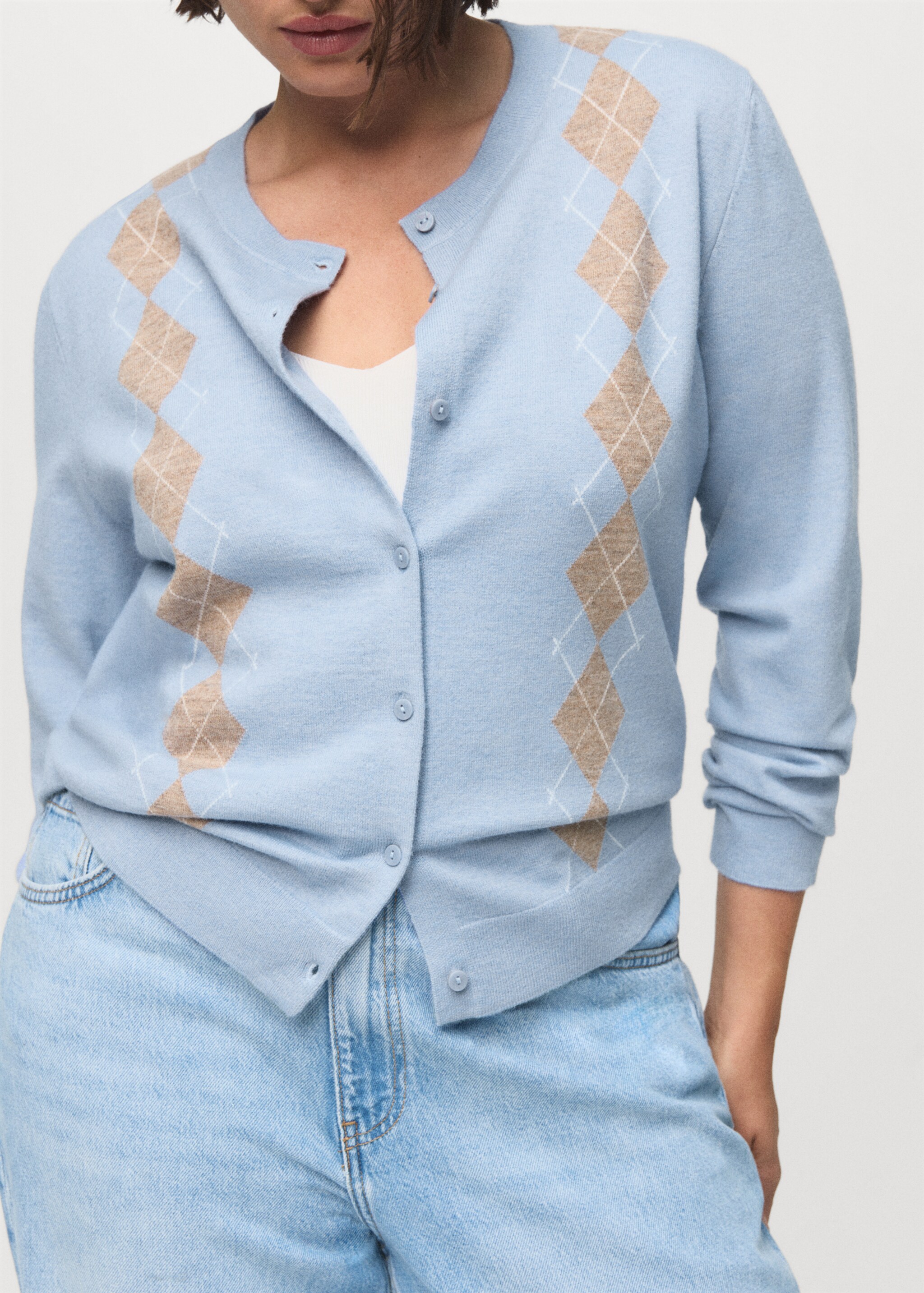 Cardigan maille losanges - Détail de l'article 5, Bleu ciel. Ref: 17025801-00.