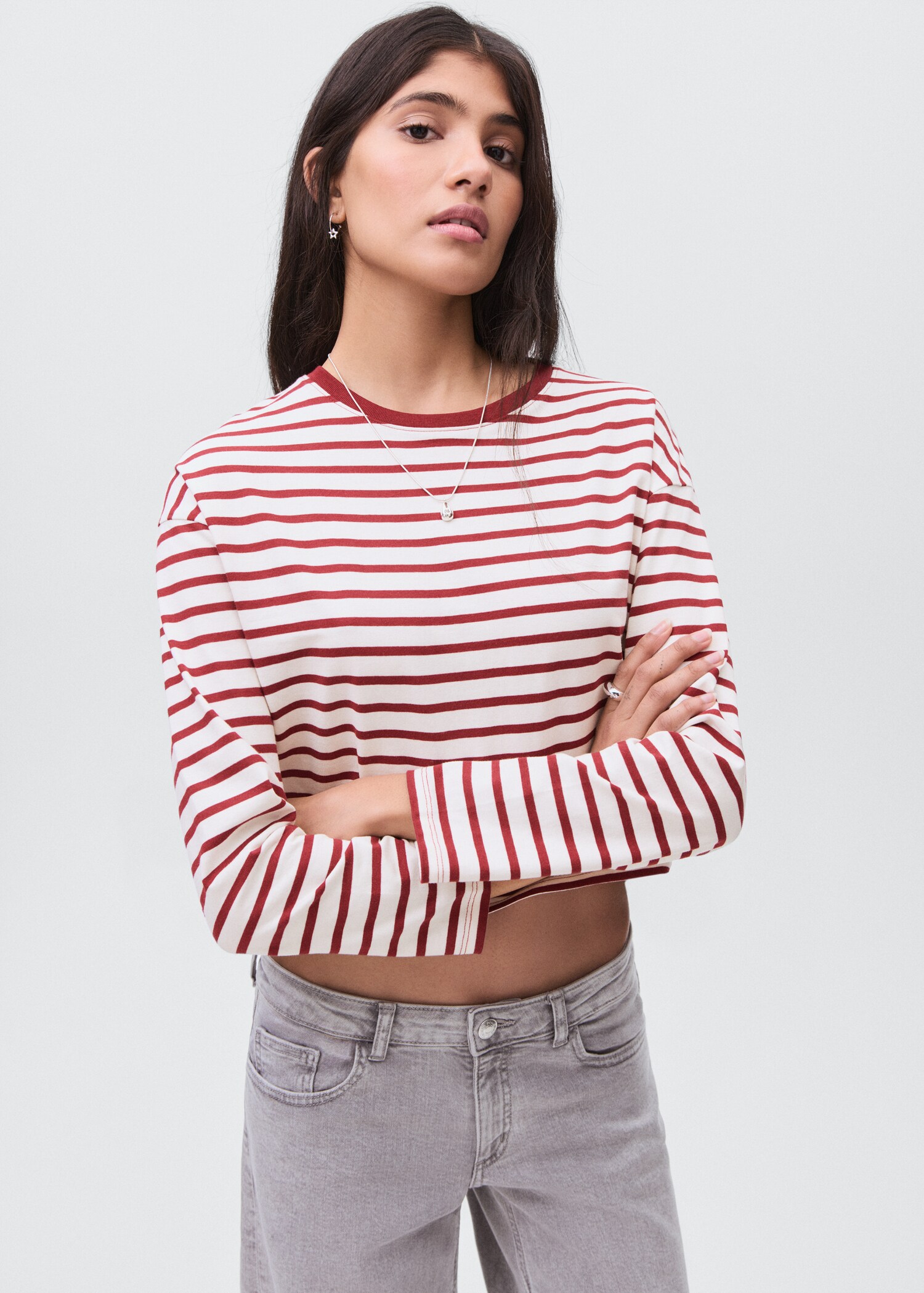 Camiseta algodón rayas - Plano medio