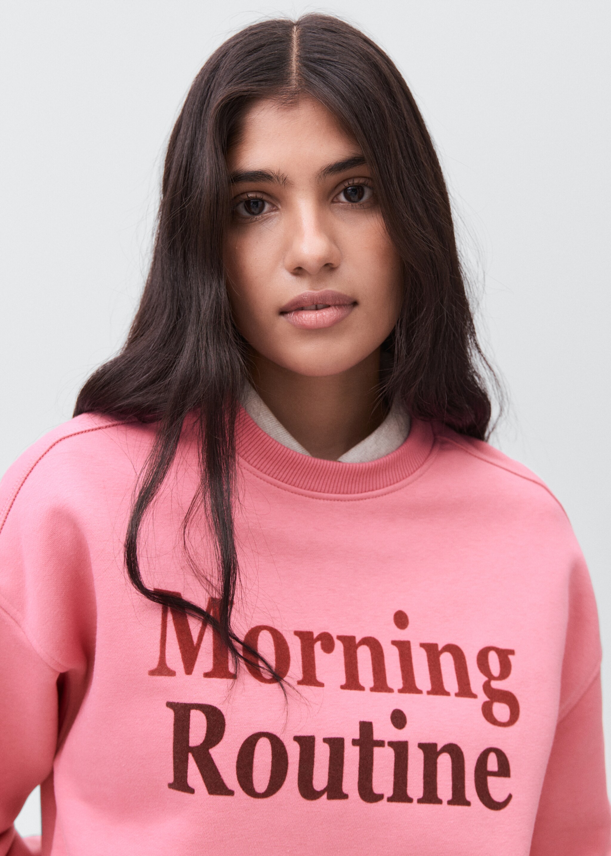 Gemustertes Baumwoll-Sweatshirt - Detail des Artikels 1, Rosa. Ref: 17025806-00.