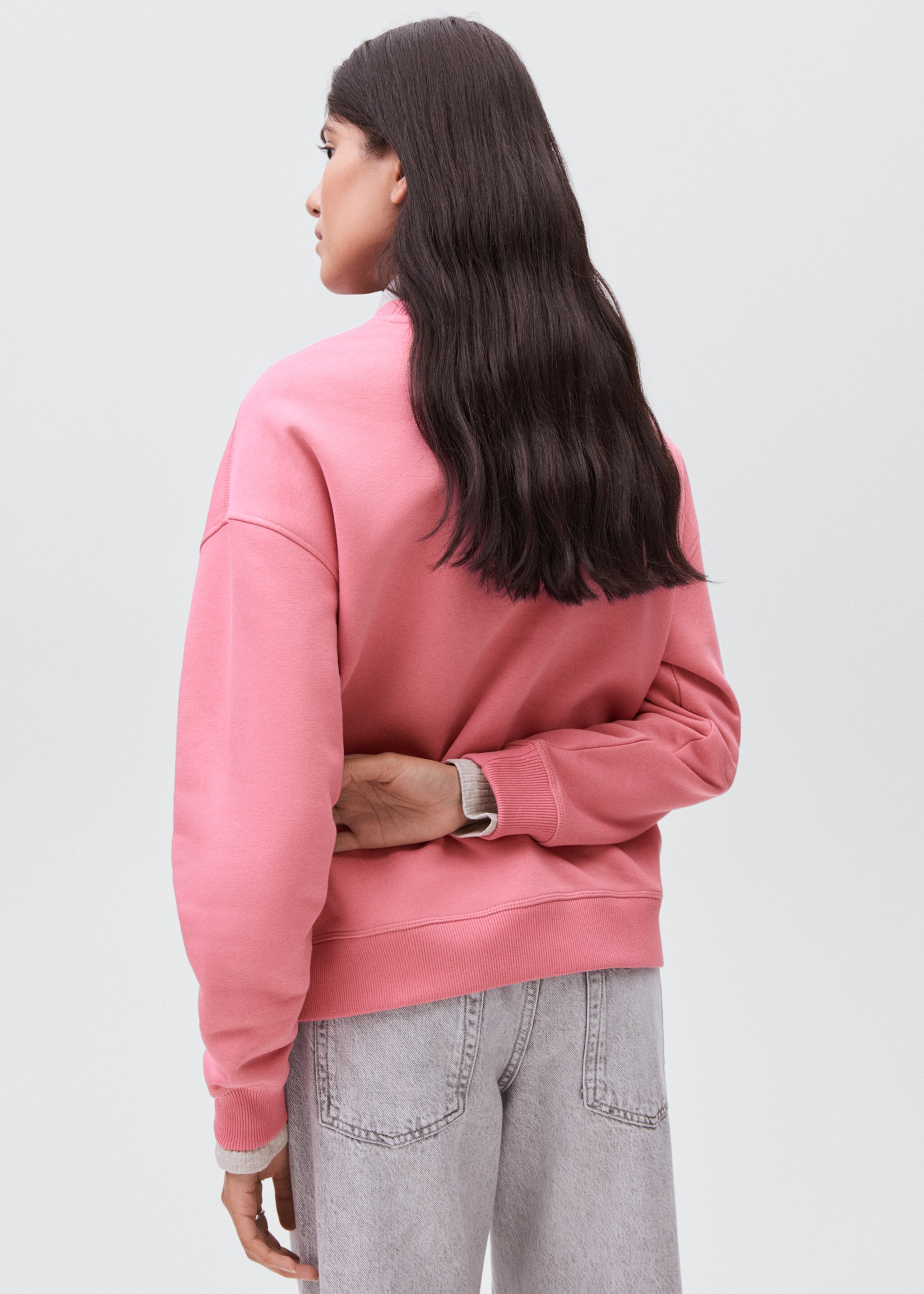 Gemustertes Baumwoll-Sweatshirt - Rückseite des Artikels, Rosa. Ref: 17025806-00.