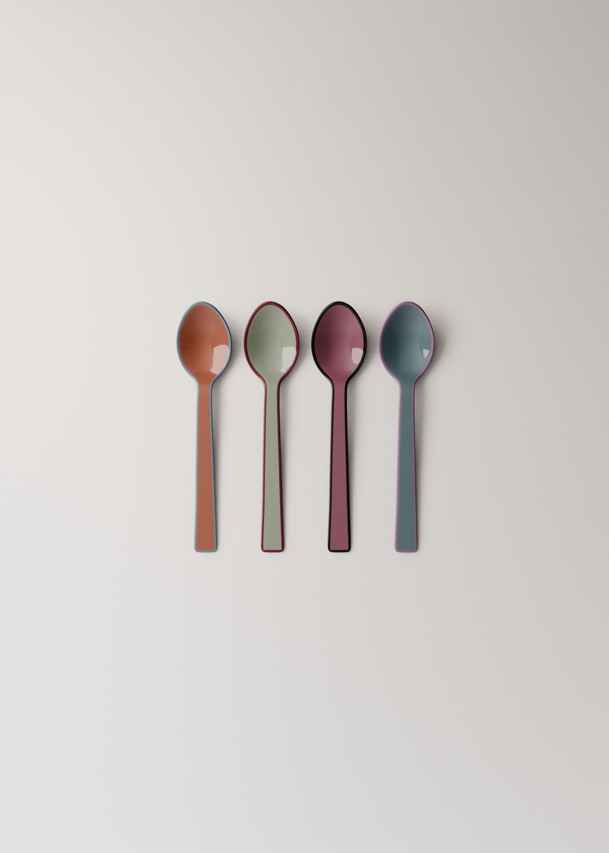 Set of 4 multicolour dessert spoons - Article without model, Charcoal. Ref: 17025813-00.