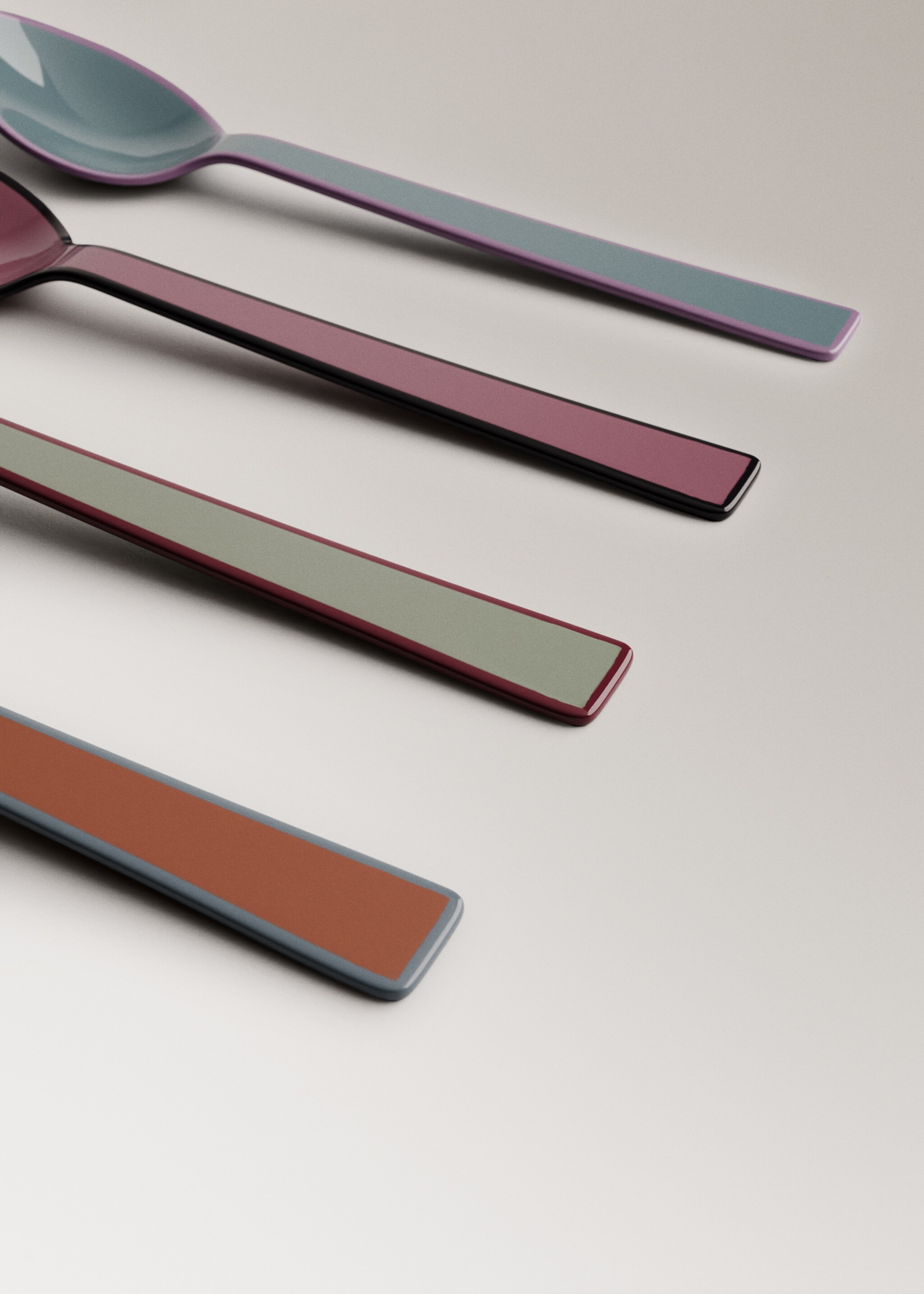 Set of 4 multicolour dessert spoons - Details of the article 1, Charcoal. Ref: 17025813-00.
