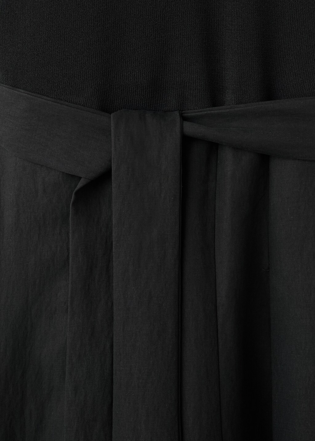 Combined woven dress with belt