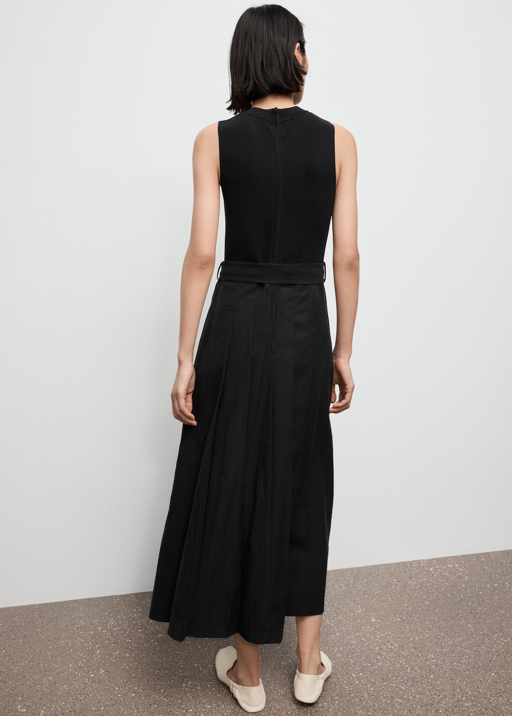 Combined woven dress with belt - Women | MANGO USA