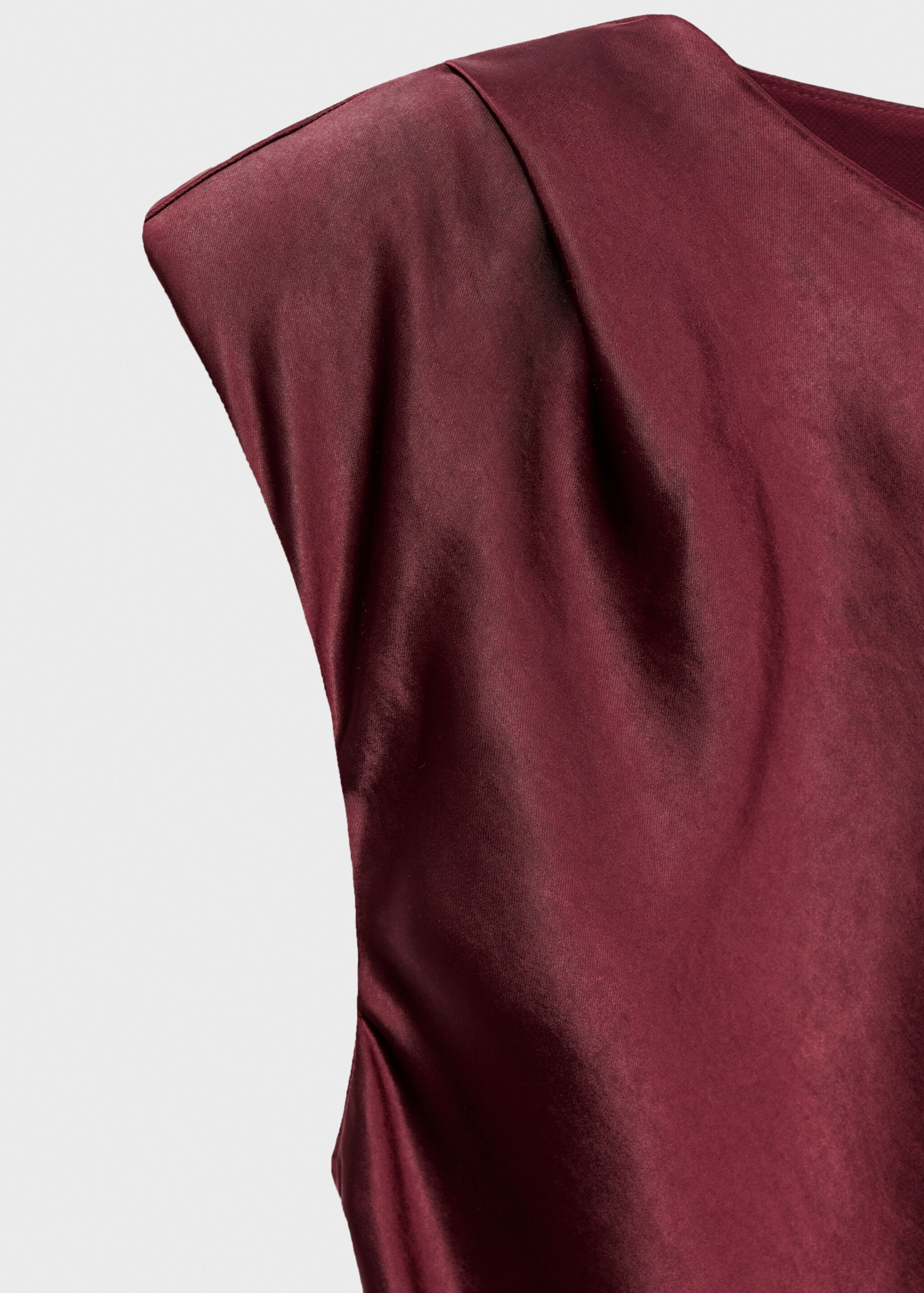 Fitted satin dress - Details of the article 8, Maroon. Ref: 17025820-00.
