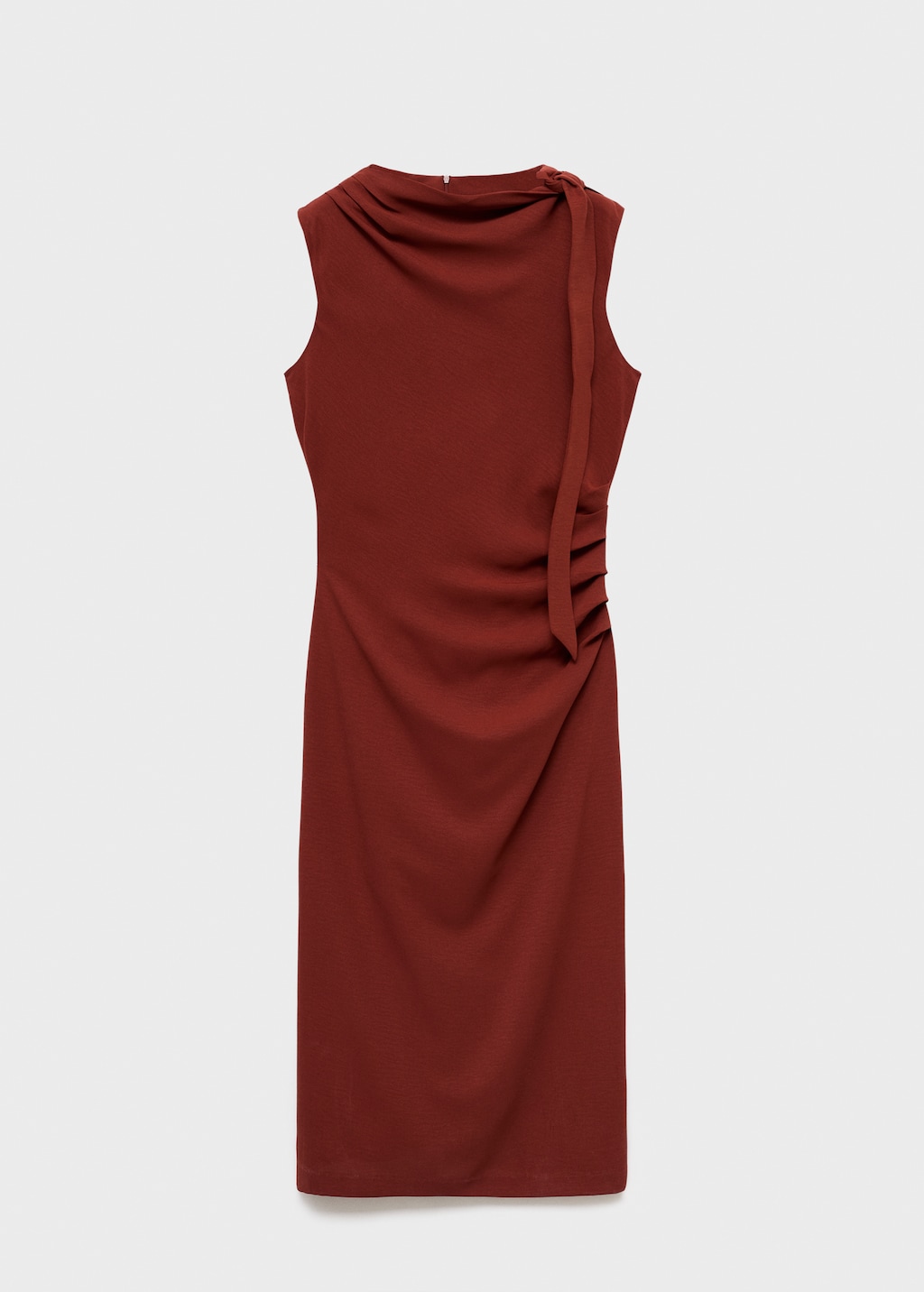 Mango Ruched dress with knot detail