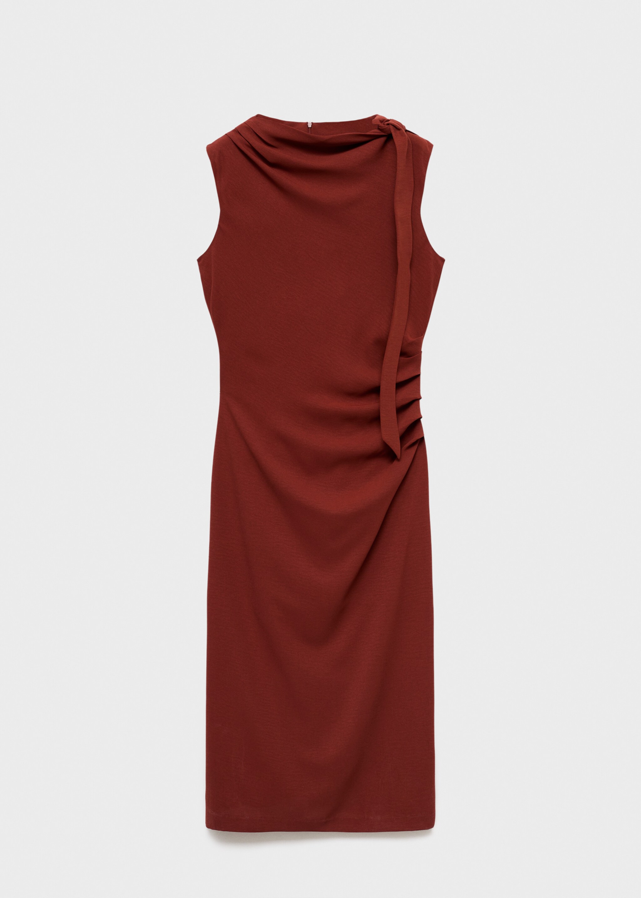 Ruched dress with knot detail - Article without model, Burnt Orange. Ref: 17025822-00.