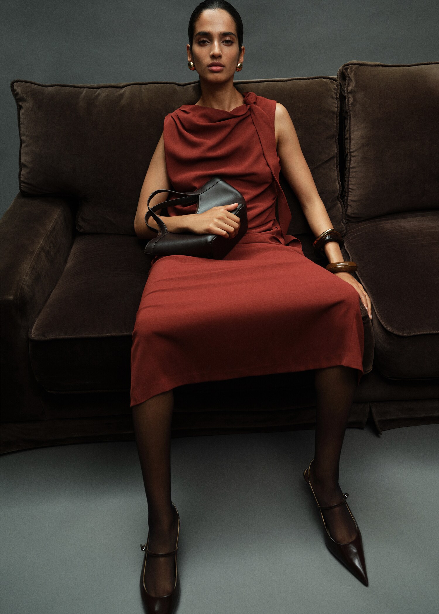 Ruched dress with knot detail - Details of the article 6