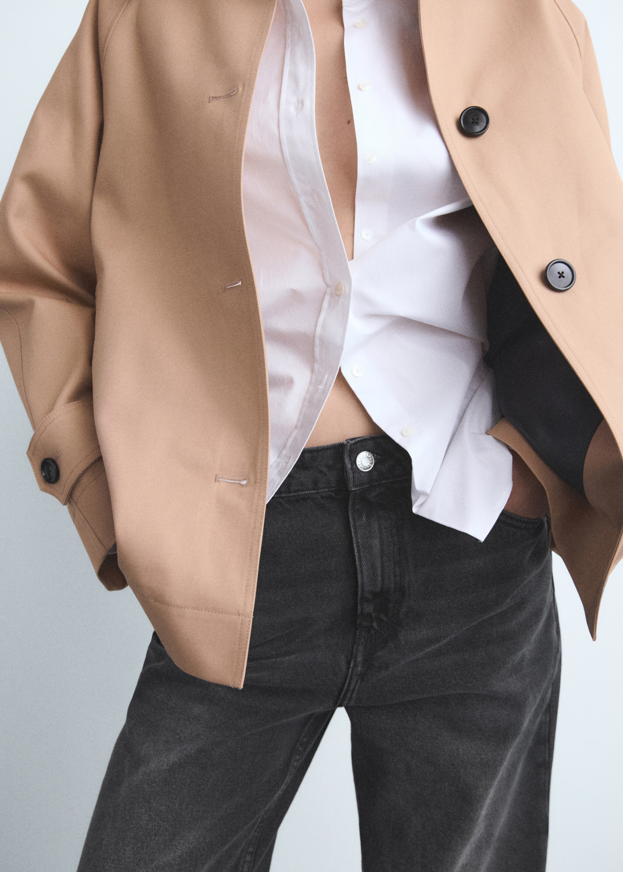 Miami medium-rise straight-fit jeans - Details of the article 6, Black denim. Ref: 17025826-00.