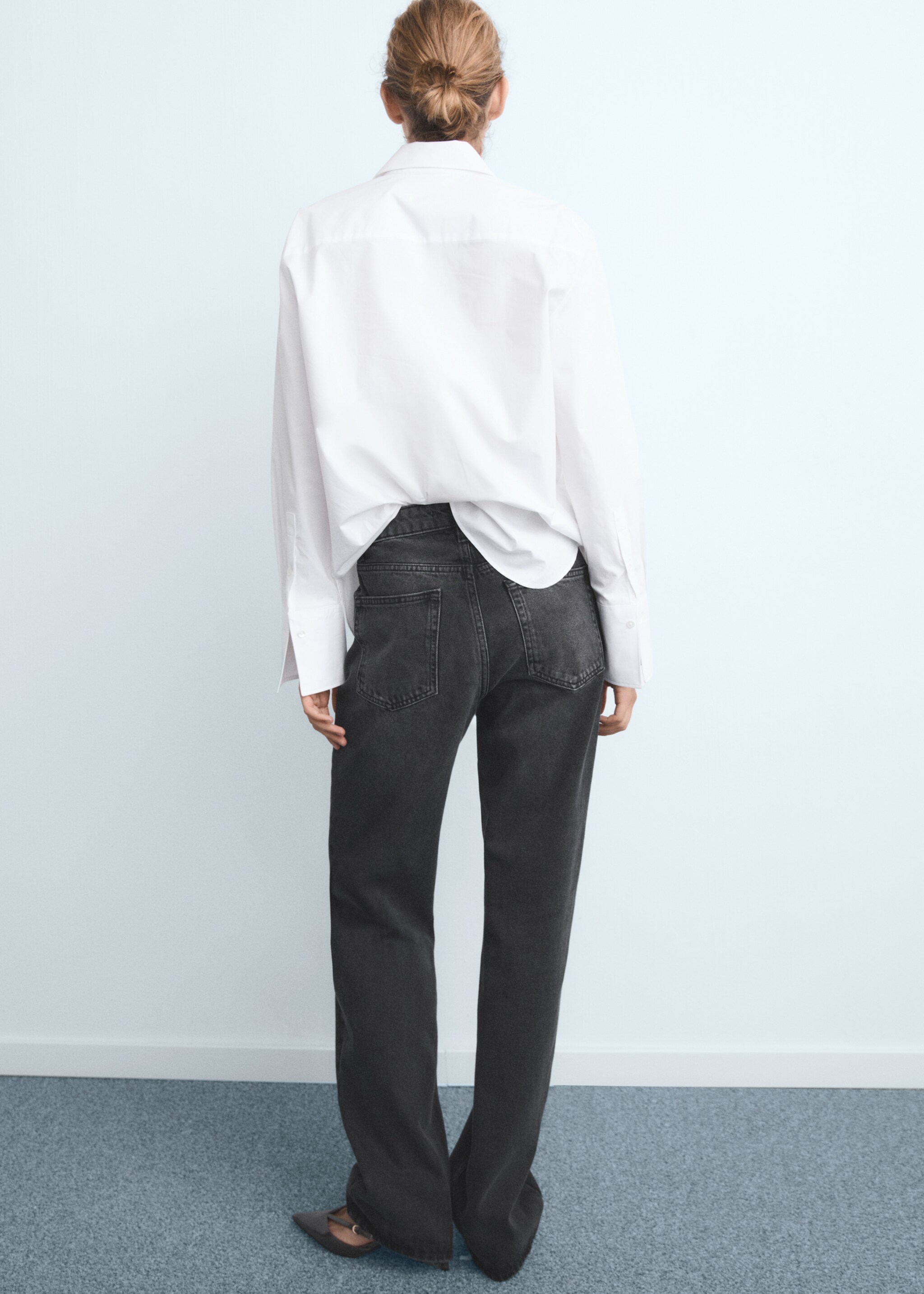 Miami medium-rise straight-fit jeans - Reverse of the article, Black denim. Ref: 17025826-00.