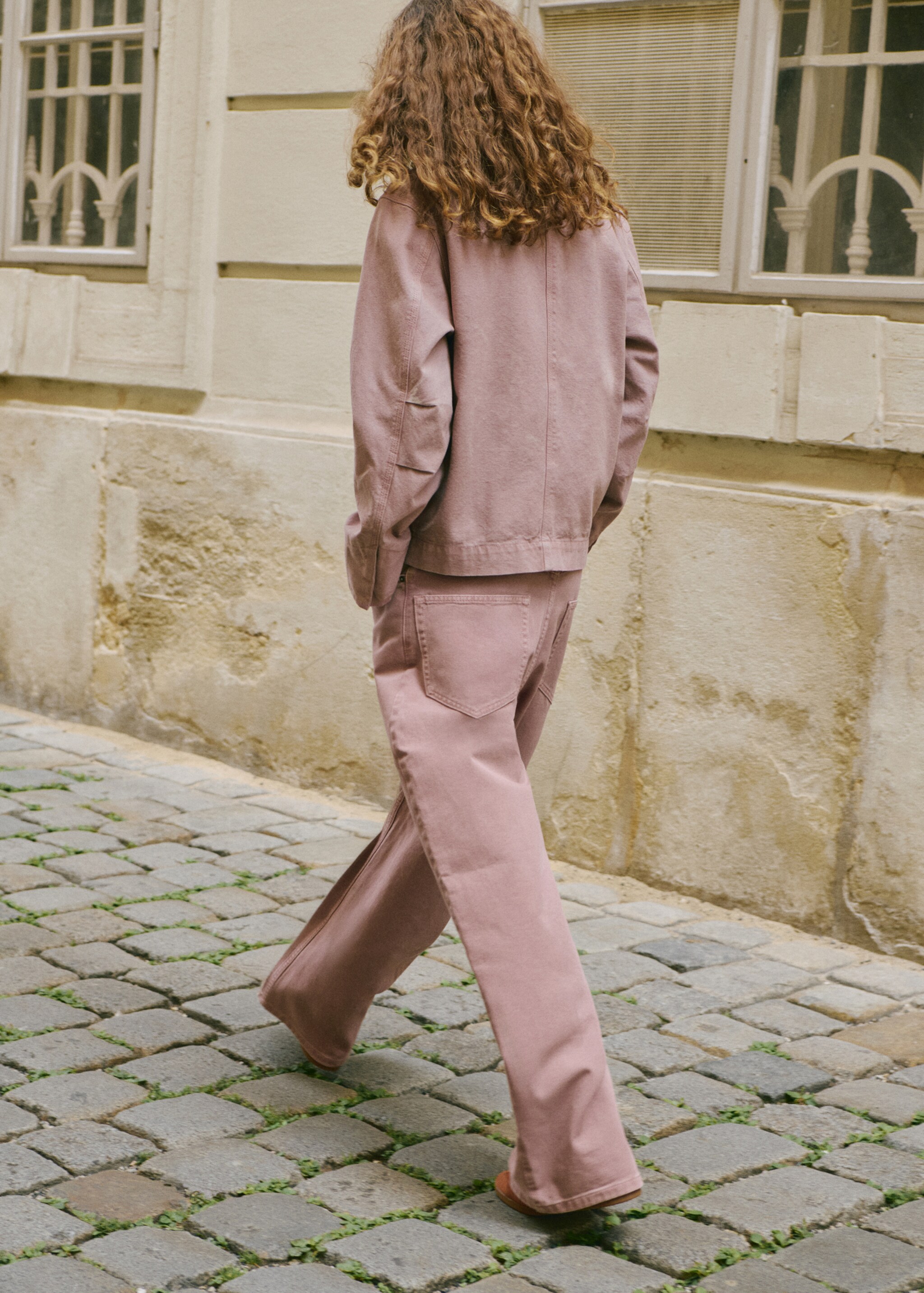 Jean wide leg loose taille normale - Plan moyen, Rose pâle. Ref: 17025829-00.