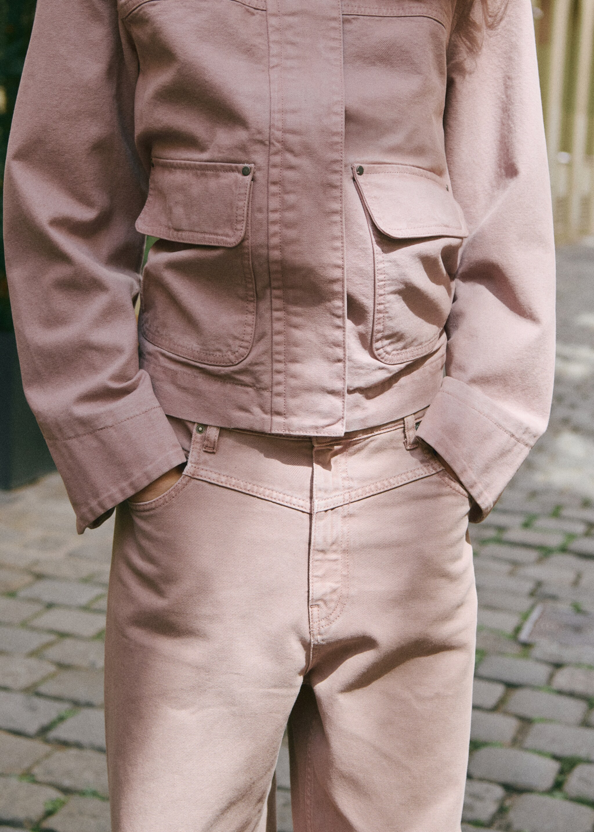 Jean wide leg loose taille normale - Verso de l’article, Rose pâle. Ref: 17025829-00.