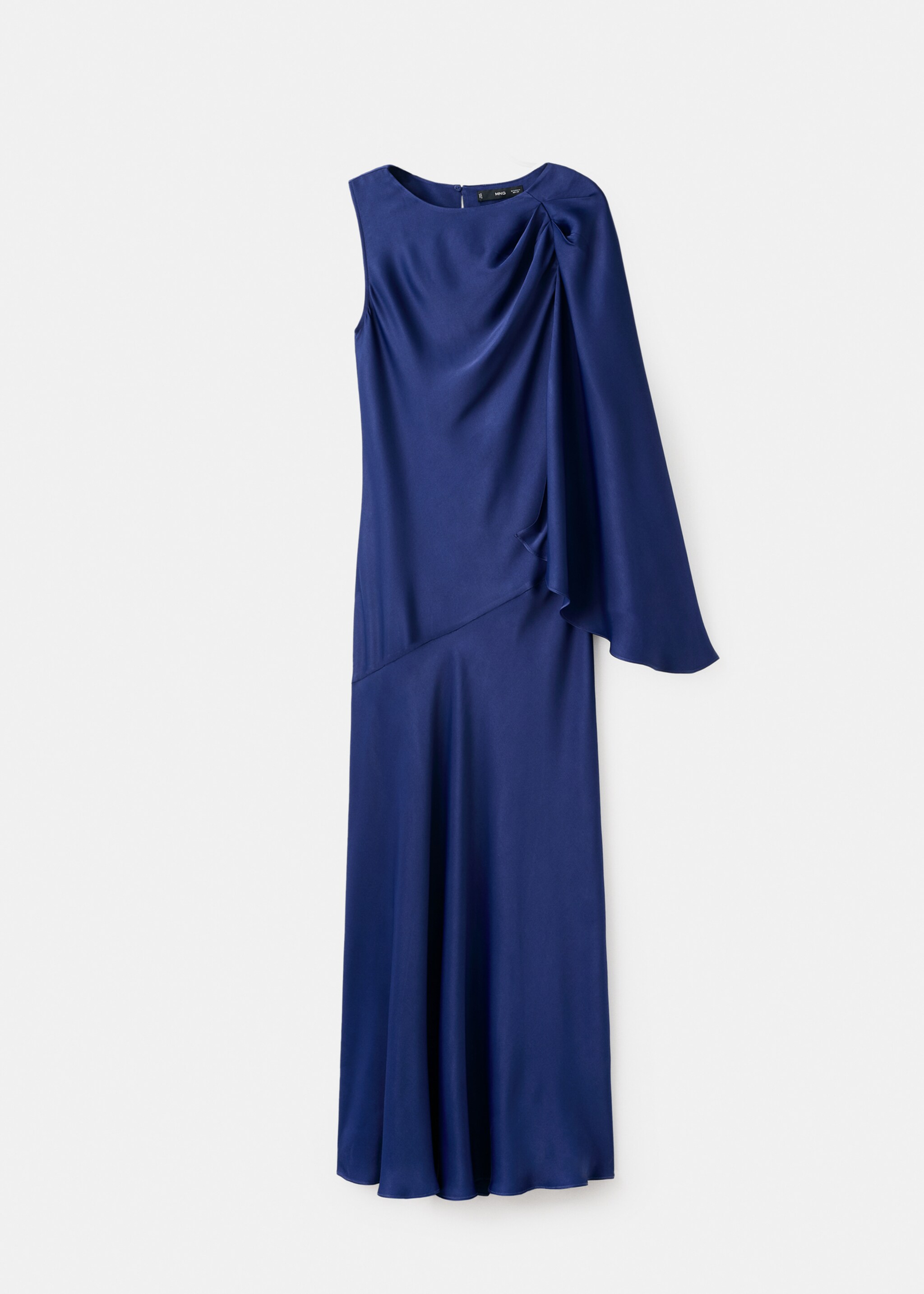 Robe satinée asymétrique - Article sans modèle, Bleu marine. Ref: 17025831-00.