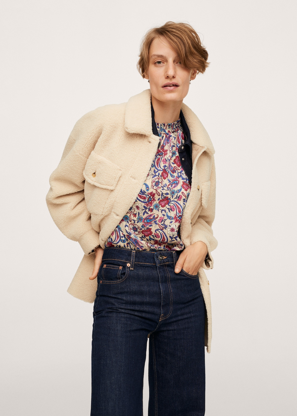 Faux fur pocket jacket Women MANGO Taiwan area