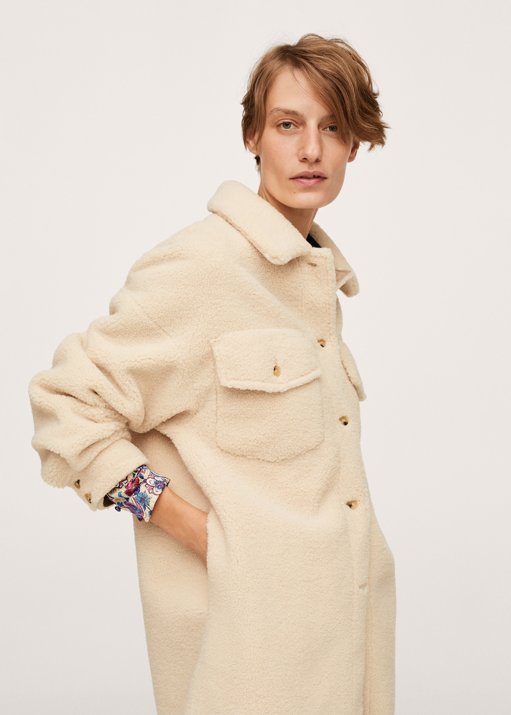 Mango faux fur pocket jacket best sale