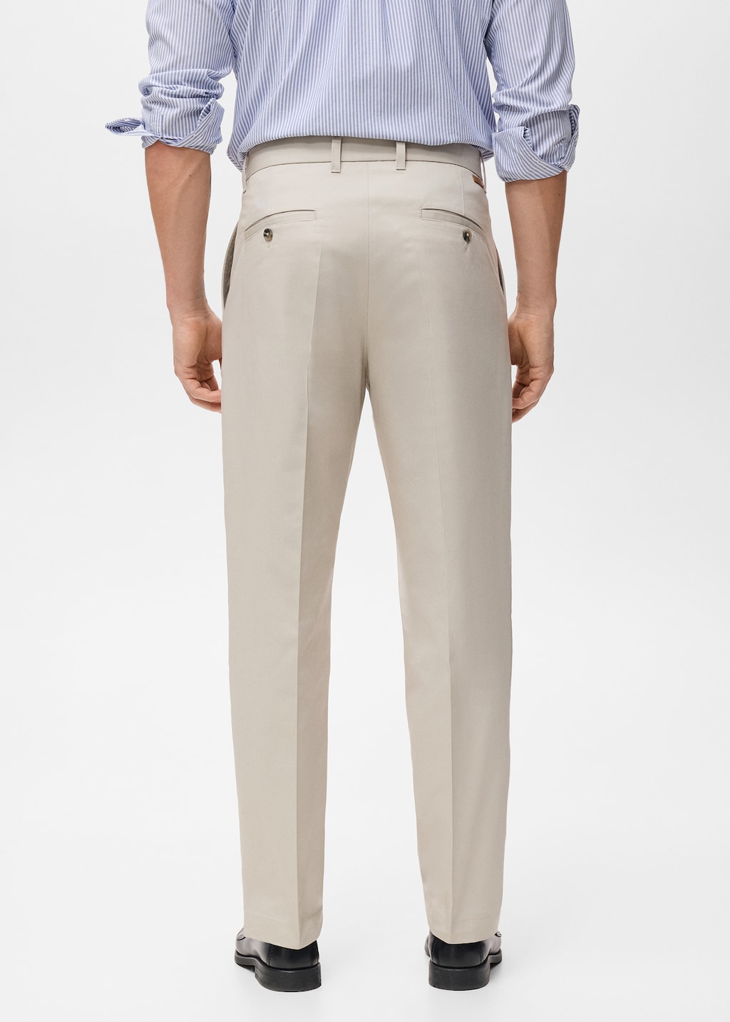 Regular fit pleated cotton pants