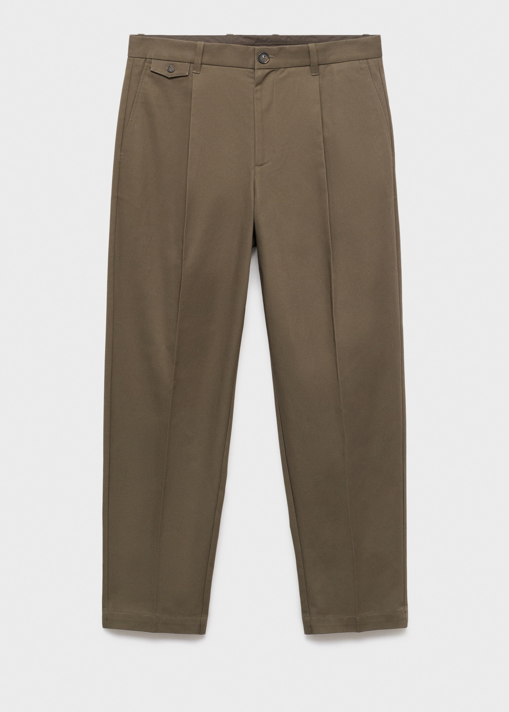 Pantalon regular fit coton pinces - Article sans modèle, Marron. Ref: 17025970-00.