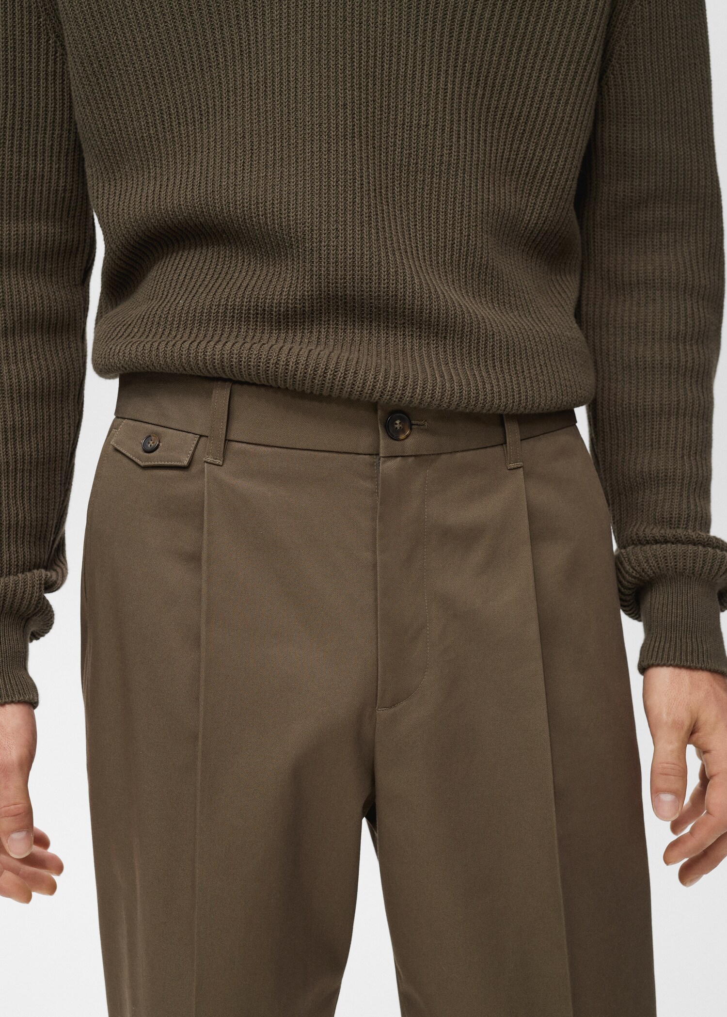Pantalon regular fit coton pinces - Détail de l'article 1