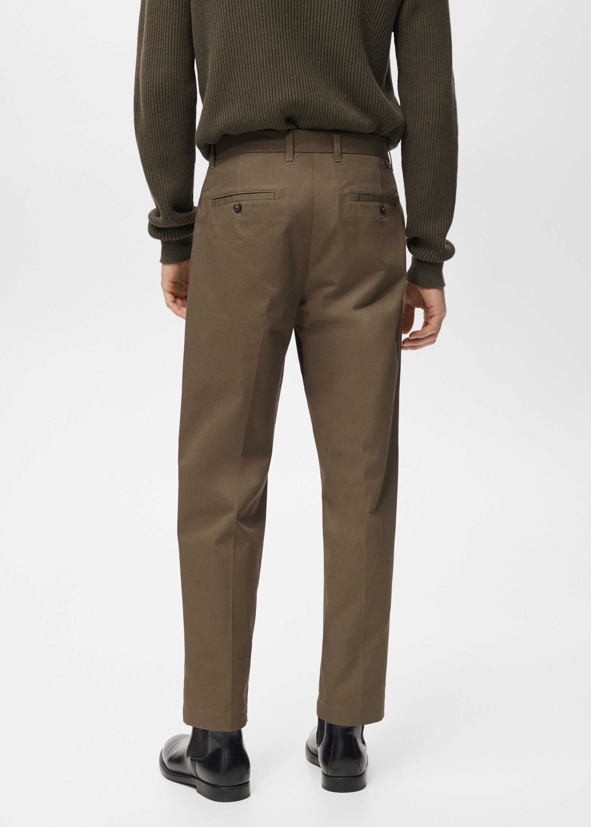 Pantalon regular fit coton pinces - Verso de l’article, Marron. Ref: 17025970-00.