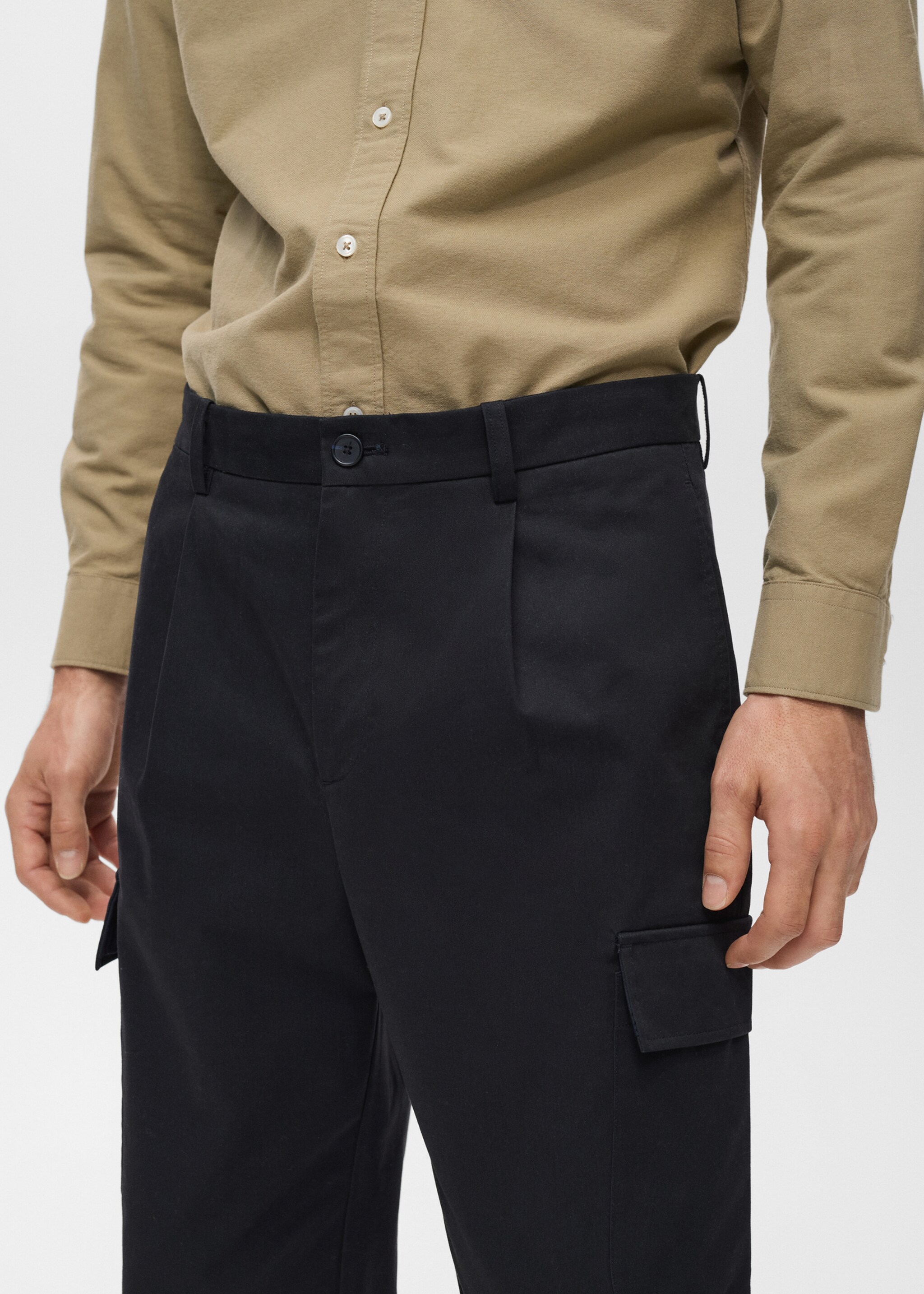 Pantalon cargo coton regular-fit - Détail de l'article 1, Bleu marine. Ref: 17025971-00.