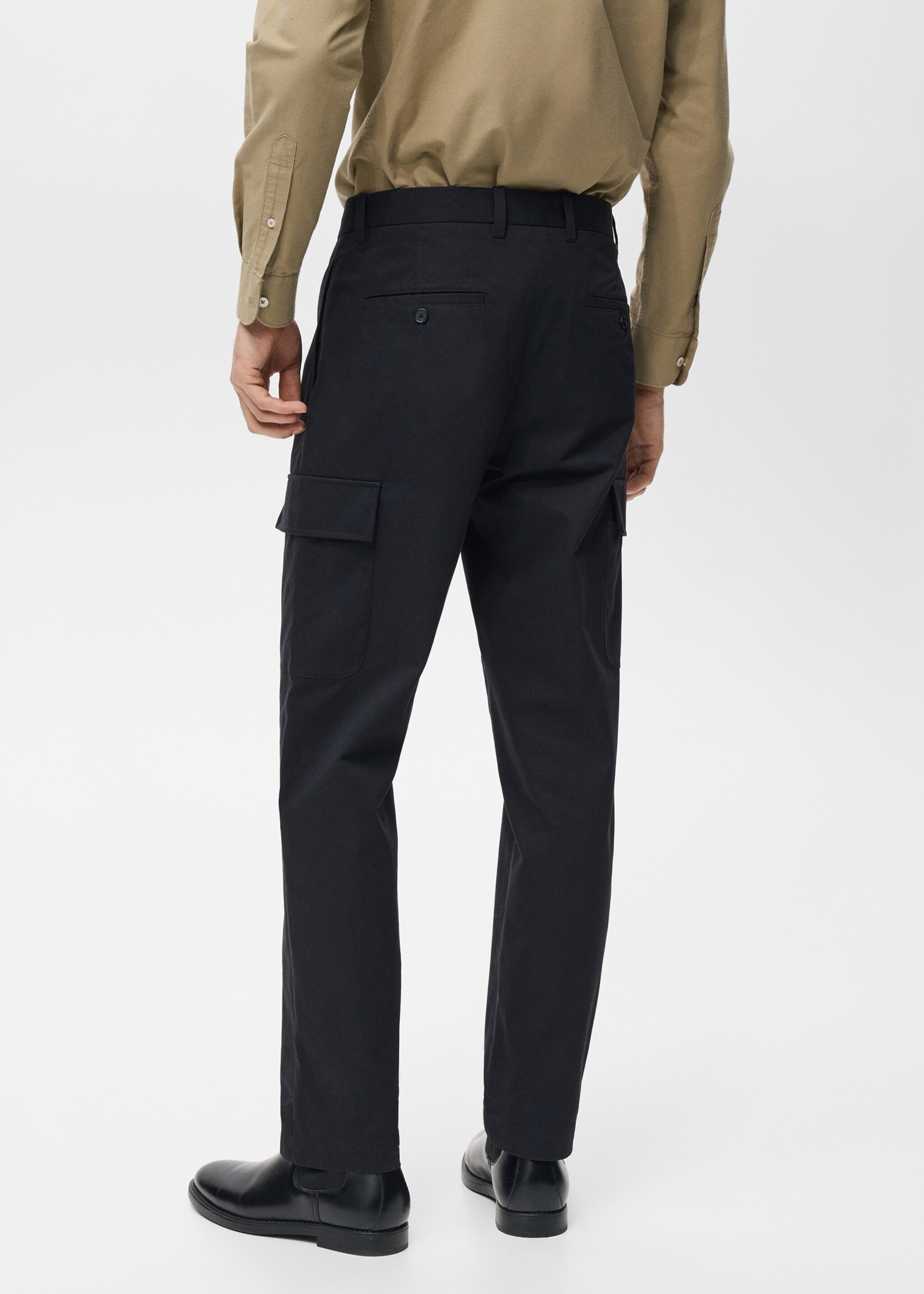 Pantalon cargo coton regular-fit - Verso de l’article, Bleu marine. Ref: 17025971-00.