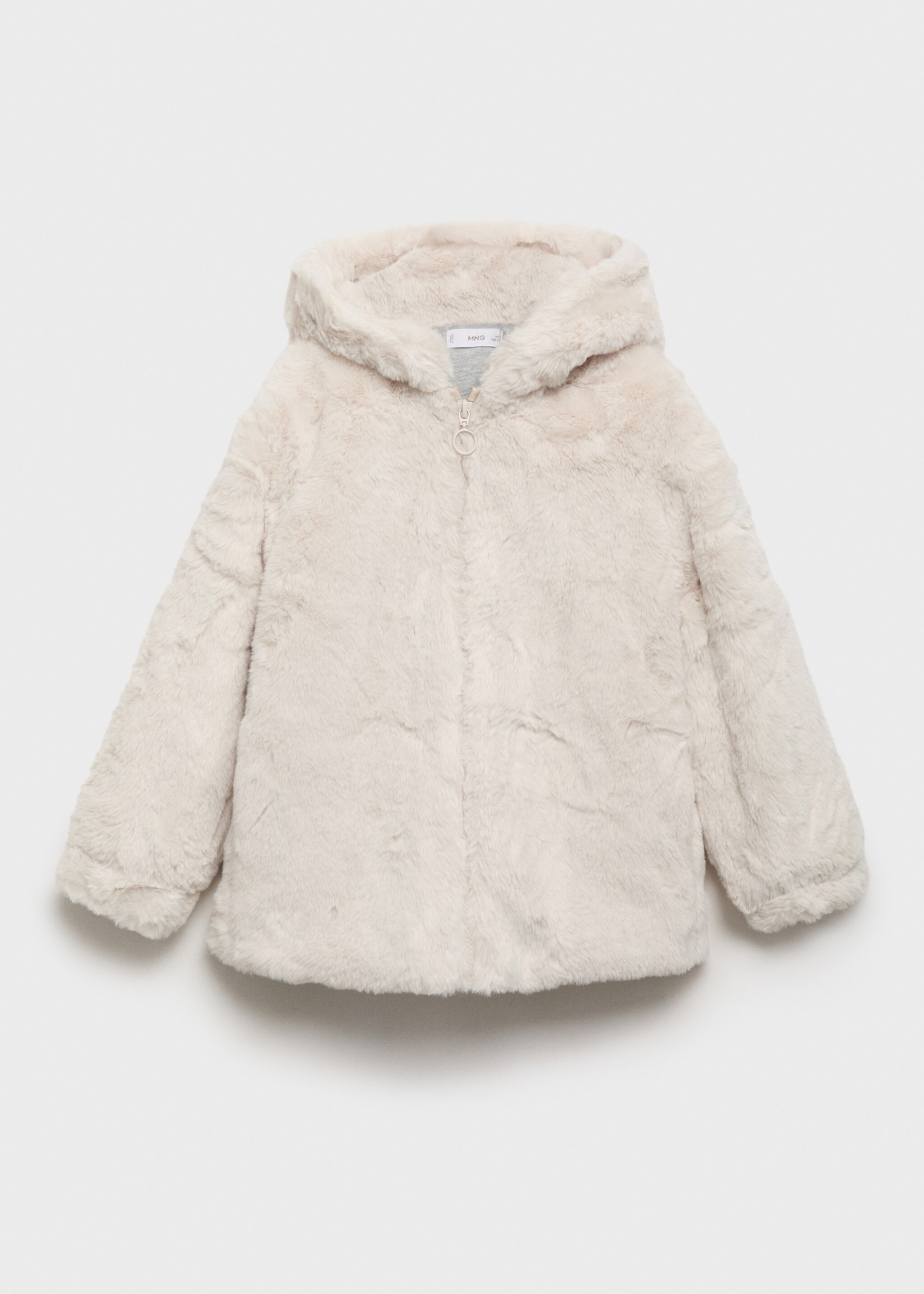 Hooded fur-effect coat - Article without model, Beige. Ref: 17025972-00.