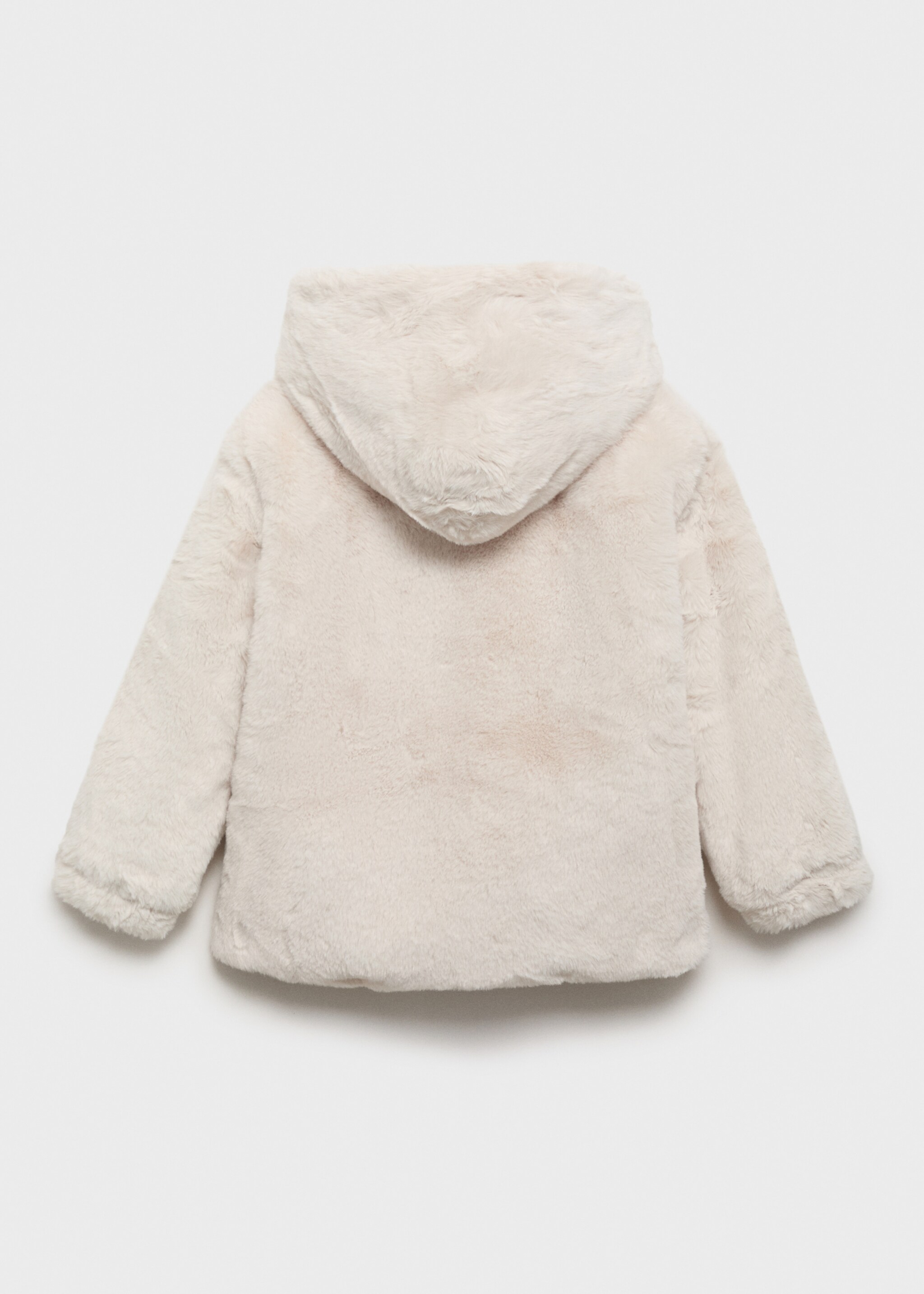 Hooded fur-effect coat - Reverse of the article, Beige. Ref: 17025972-00.