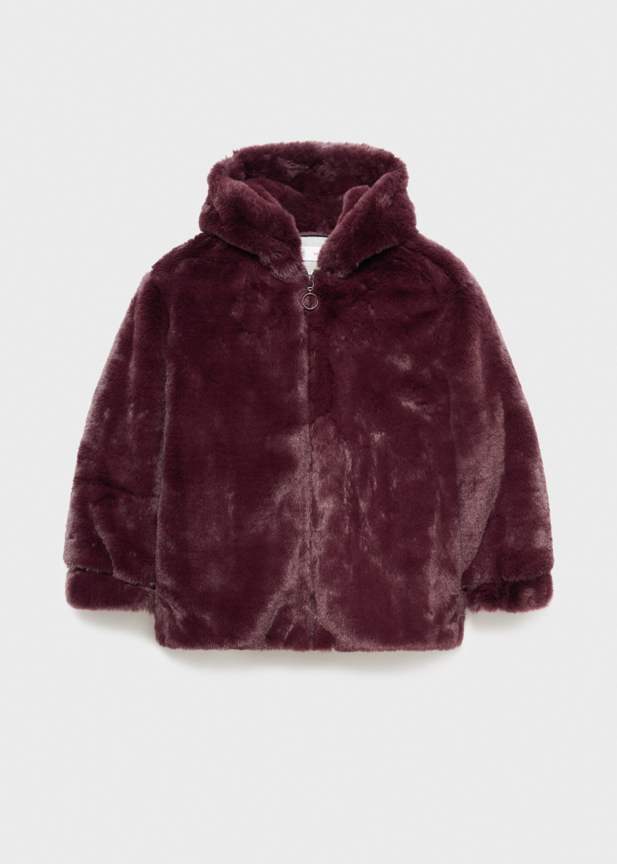 Hooded fur-effect coat - Article without model, Wine. Ref: 17025972-00.