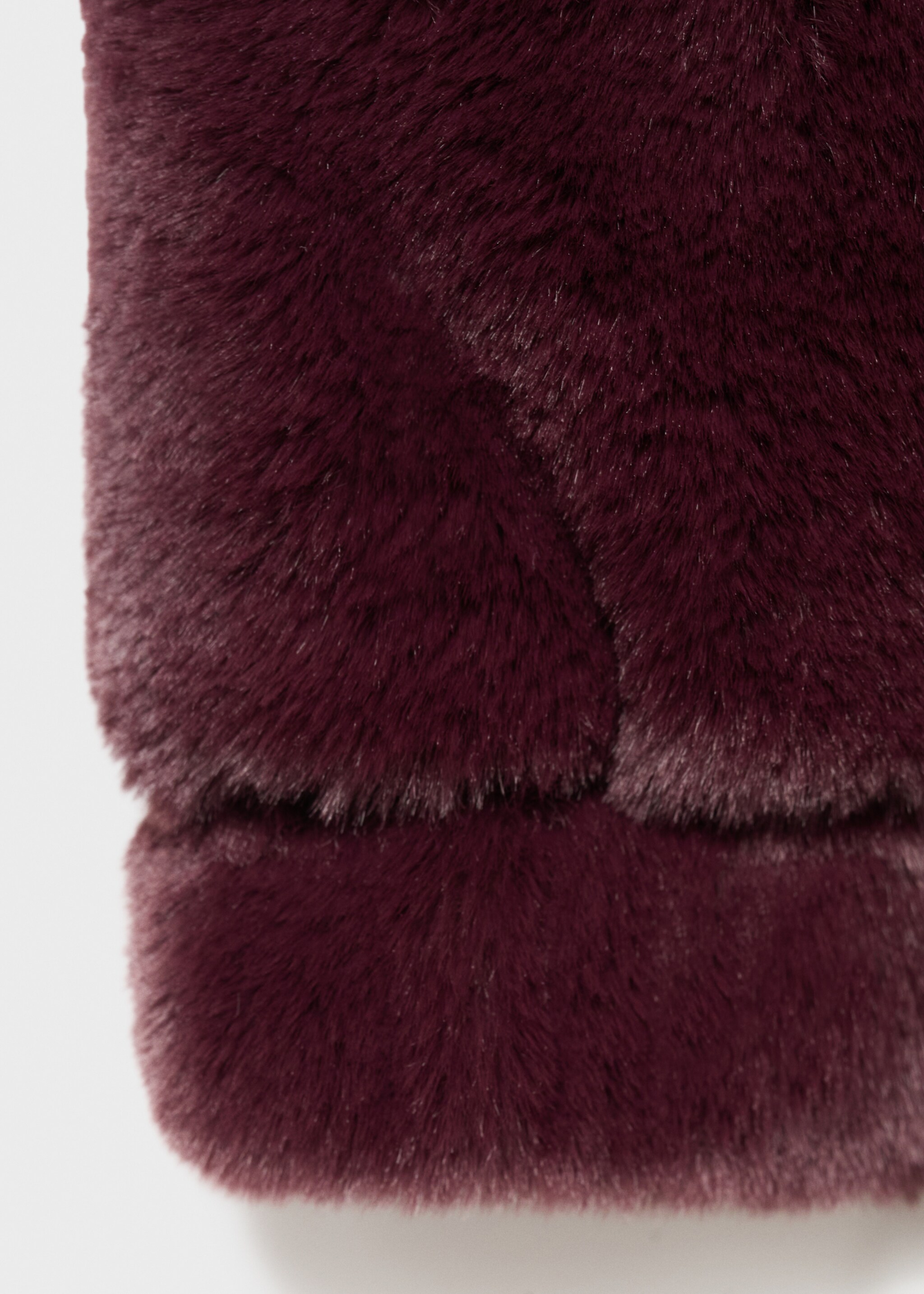 Hooded fur-effect coat - Details of the article 0, Wine. Ref: 17025972-00.
