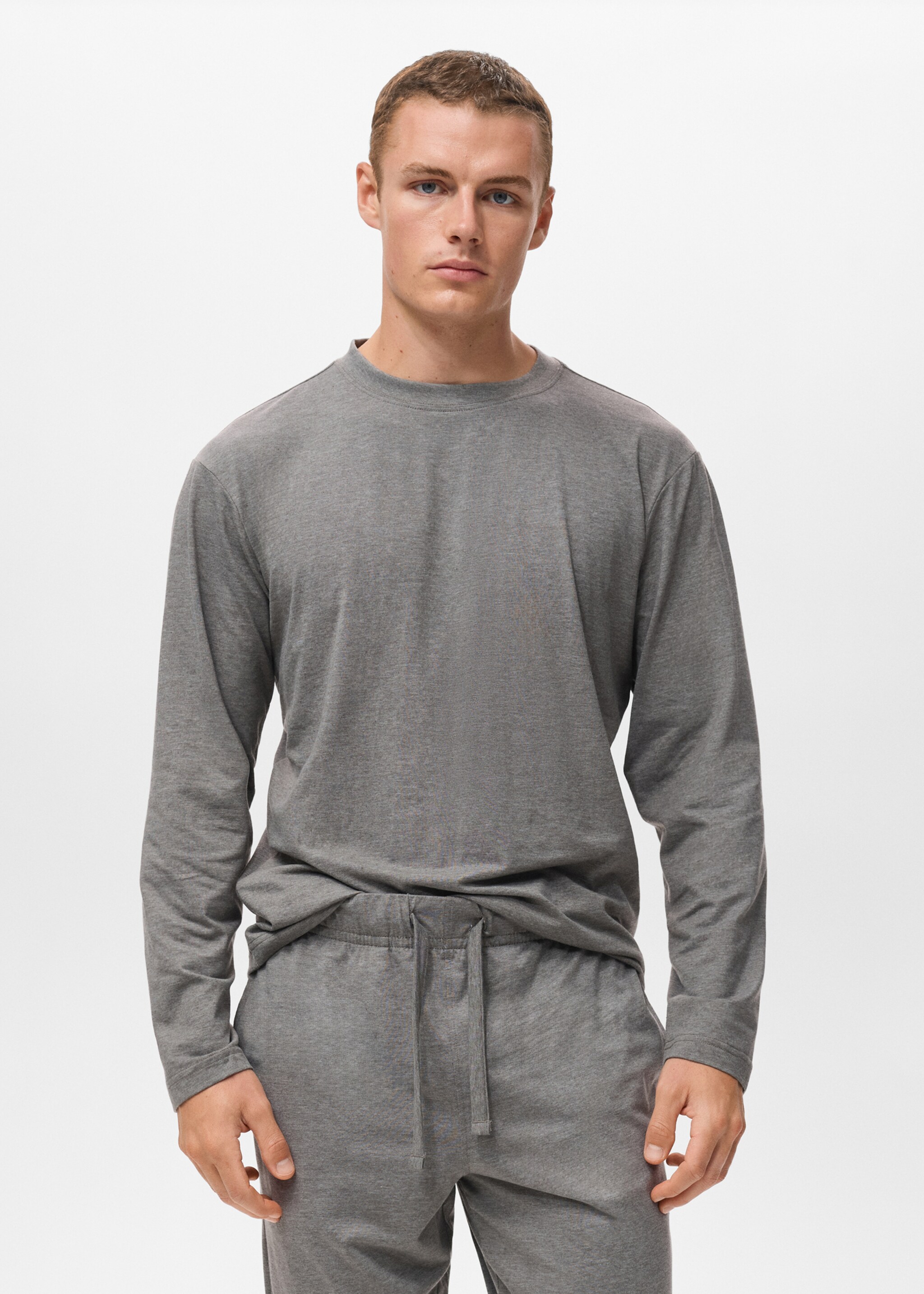 Long cotton pyjama pack - Medium plane, Grey. Ref: 17025975-00.