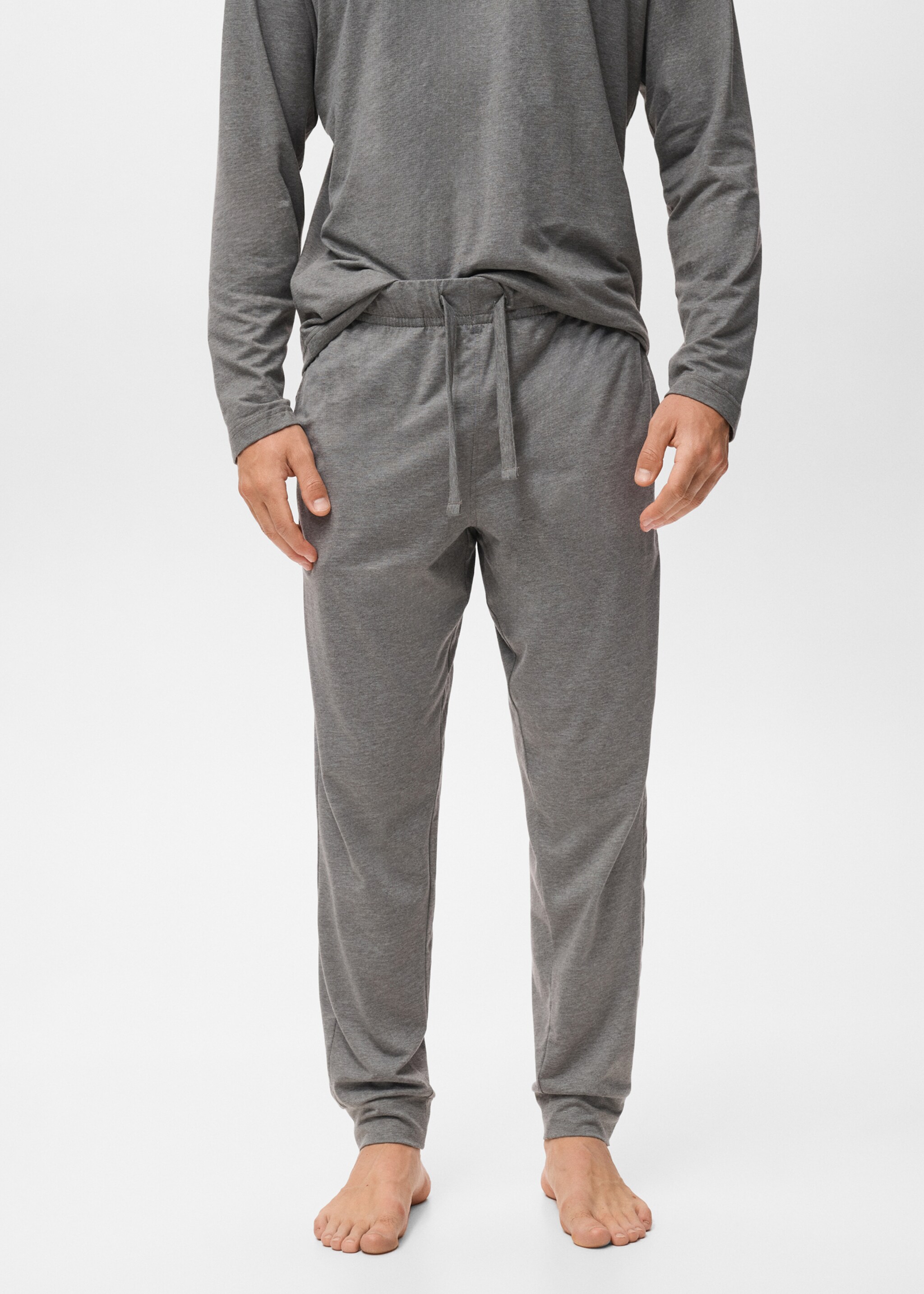 Long cotton pyjama pack - Details of the article 1, Grey. Ref: 17025975-00.