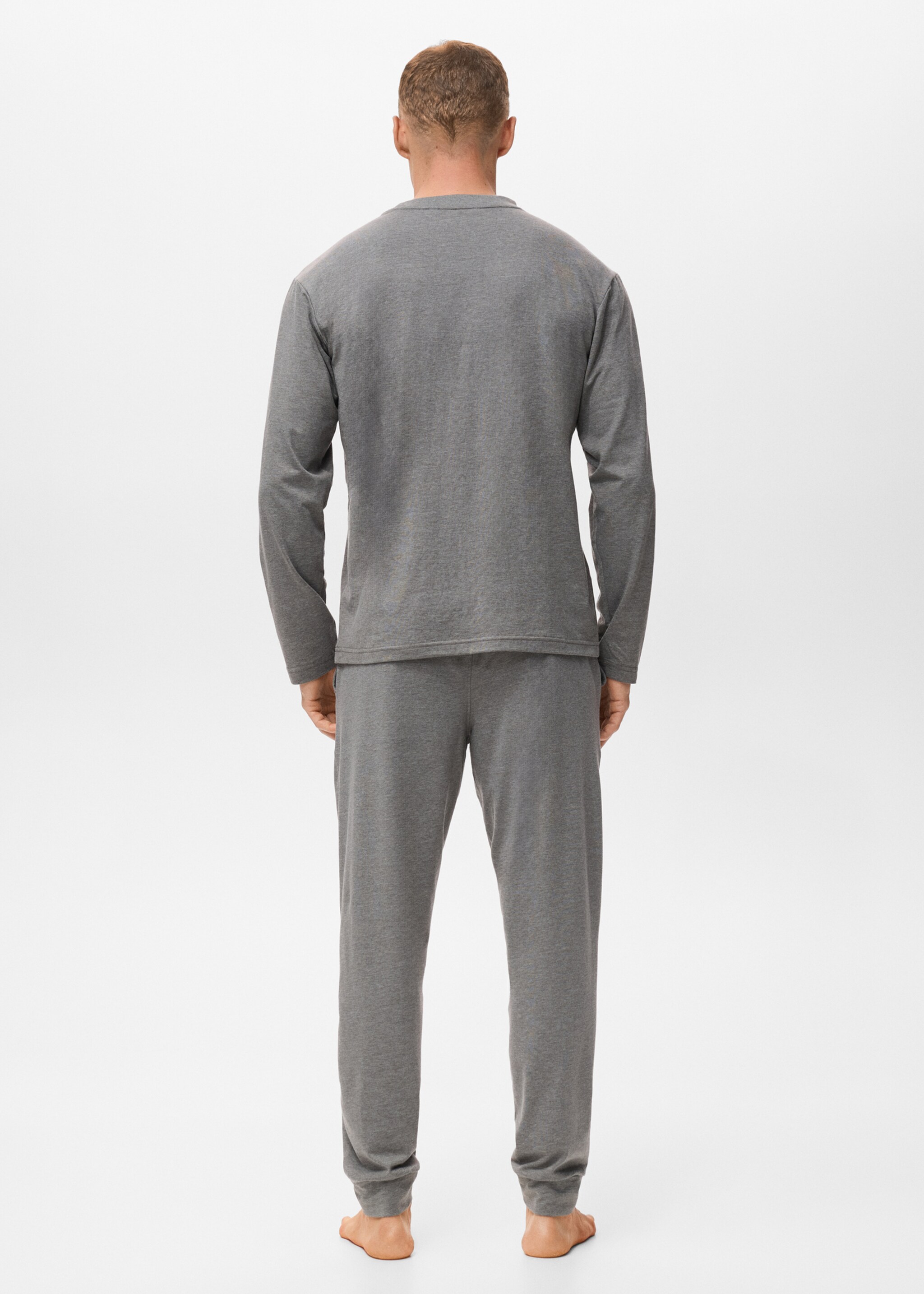 Long cotton pyjama pack - Reverse of the article, Grey. Ref: 17025975-00.
