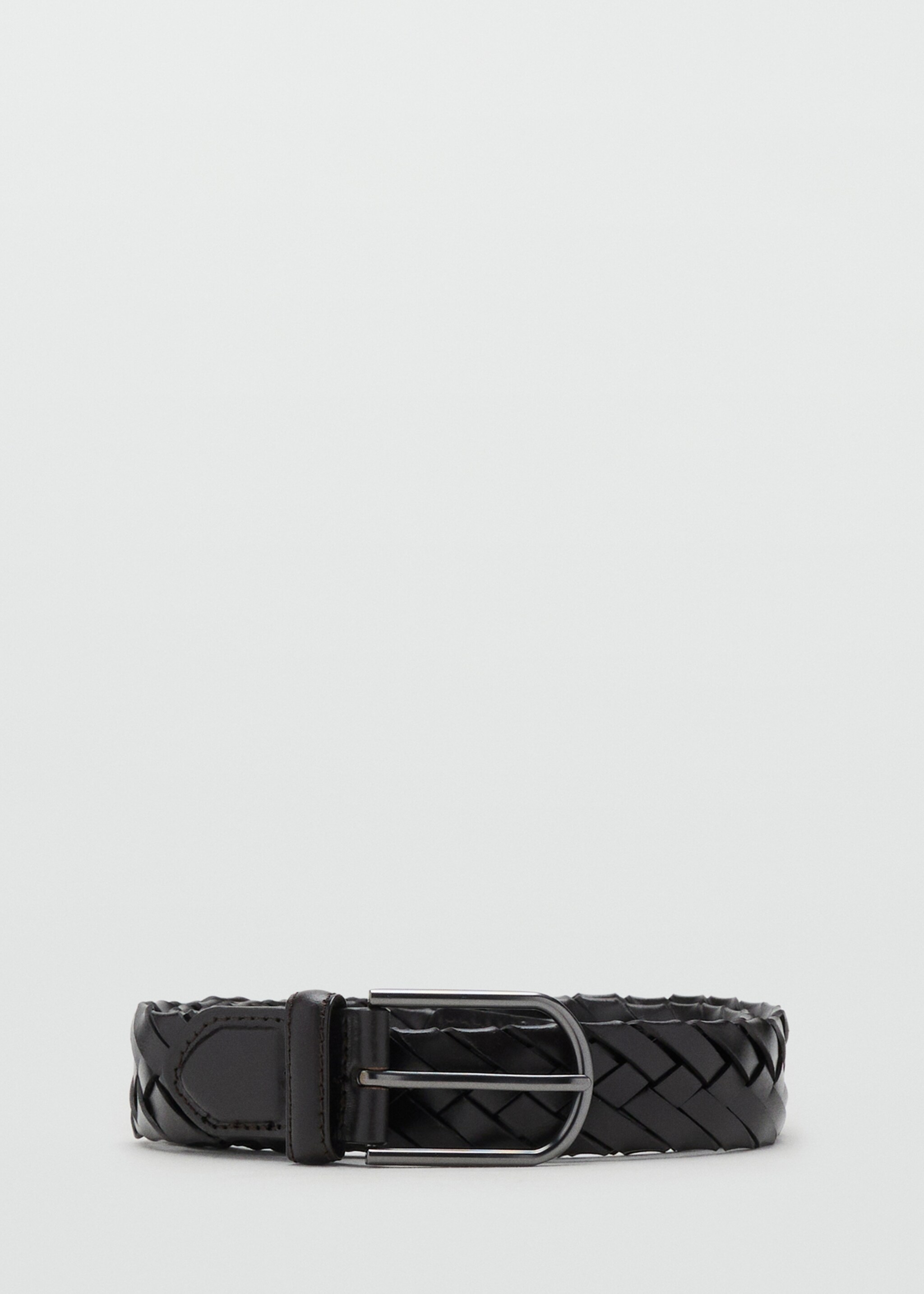 Braided leather belt - Article without model, Dark Brown. Ref: 17025976-00.