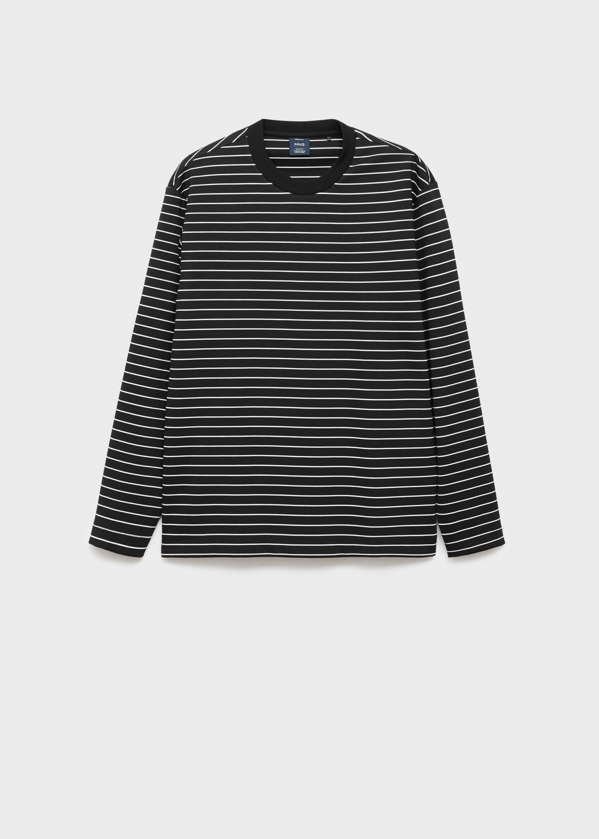 Striped long sleeves t-shirt - Article without model, Black. Ref: 17025978-00.
