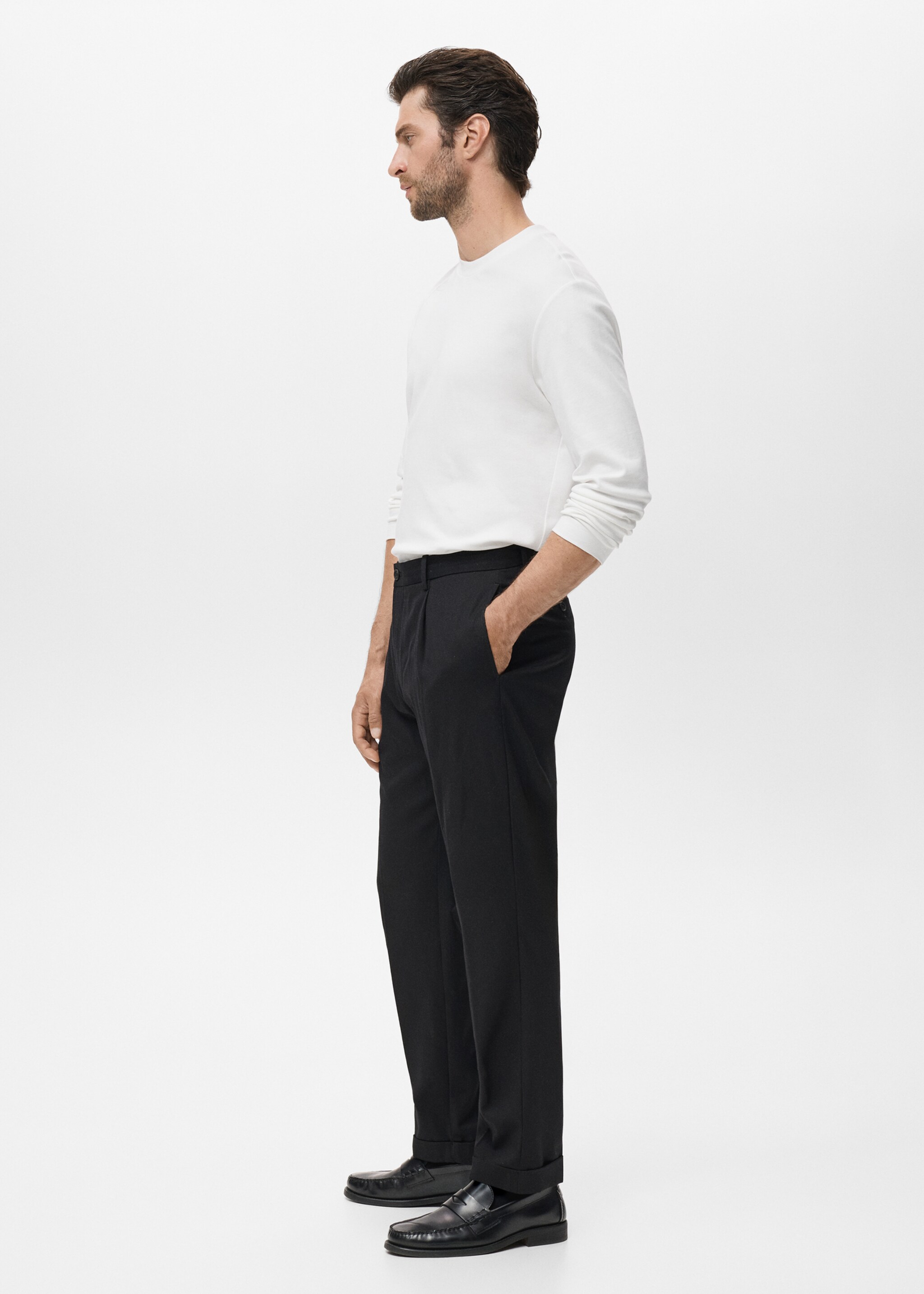 Long sleeve regular fit T-shirt - Details of the article 2, White. Ref: 17025979-00.