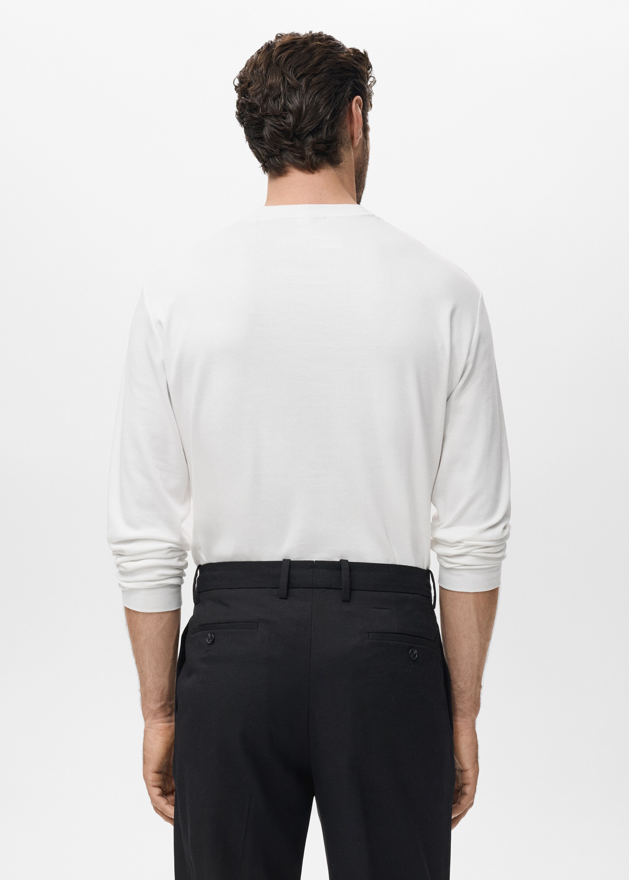 Long sleeve regular fit T-shirt - Reverse of the article, White. Ref: 17025979-00.