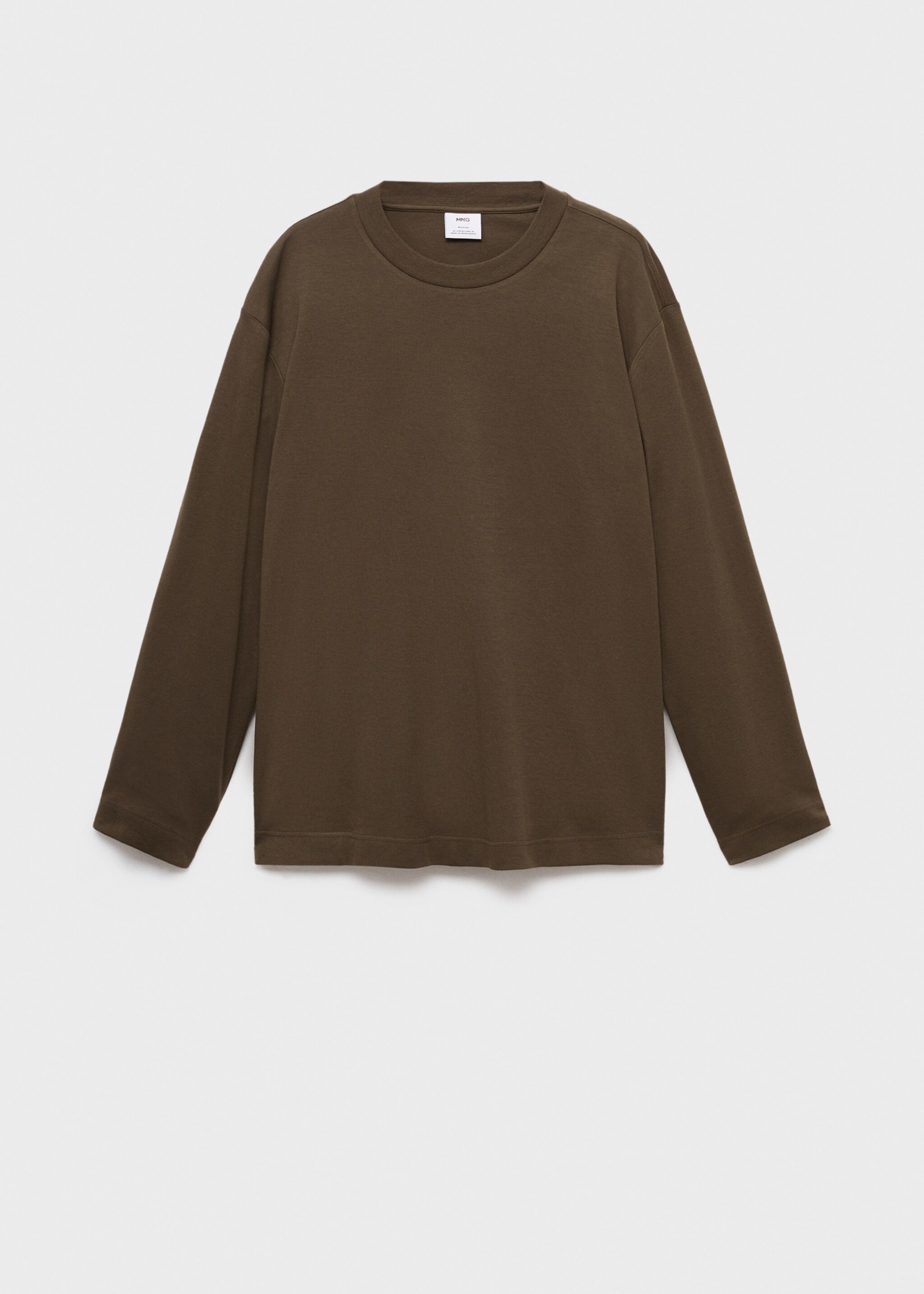 Long sleeve regular fit T-shirt - Article without model, Olive Green. Ref: 17025979-00.