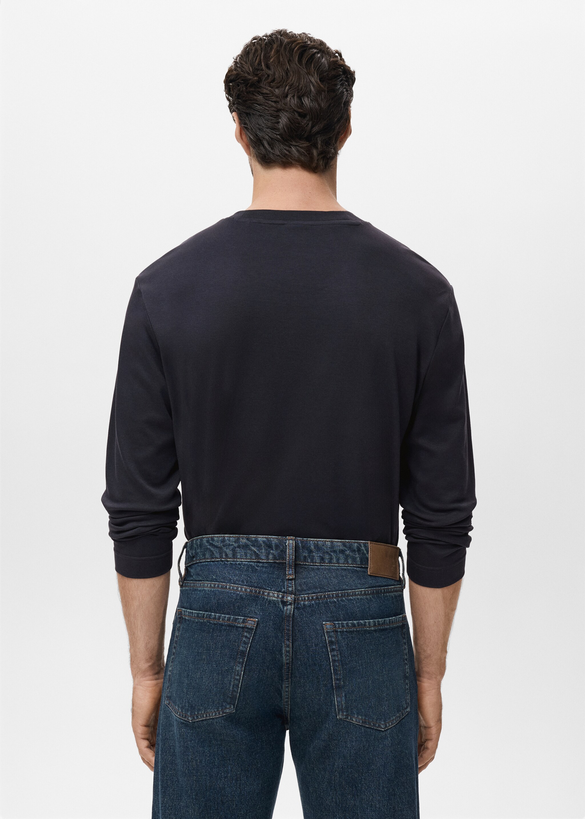 Long sleeve regular fit T-shirt - Reverse of the article, Navy. Ref: 17025979-00.